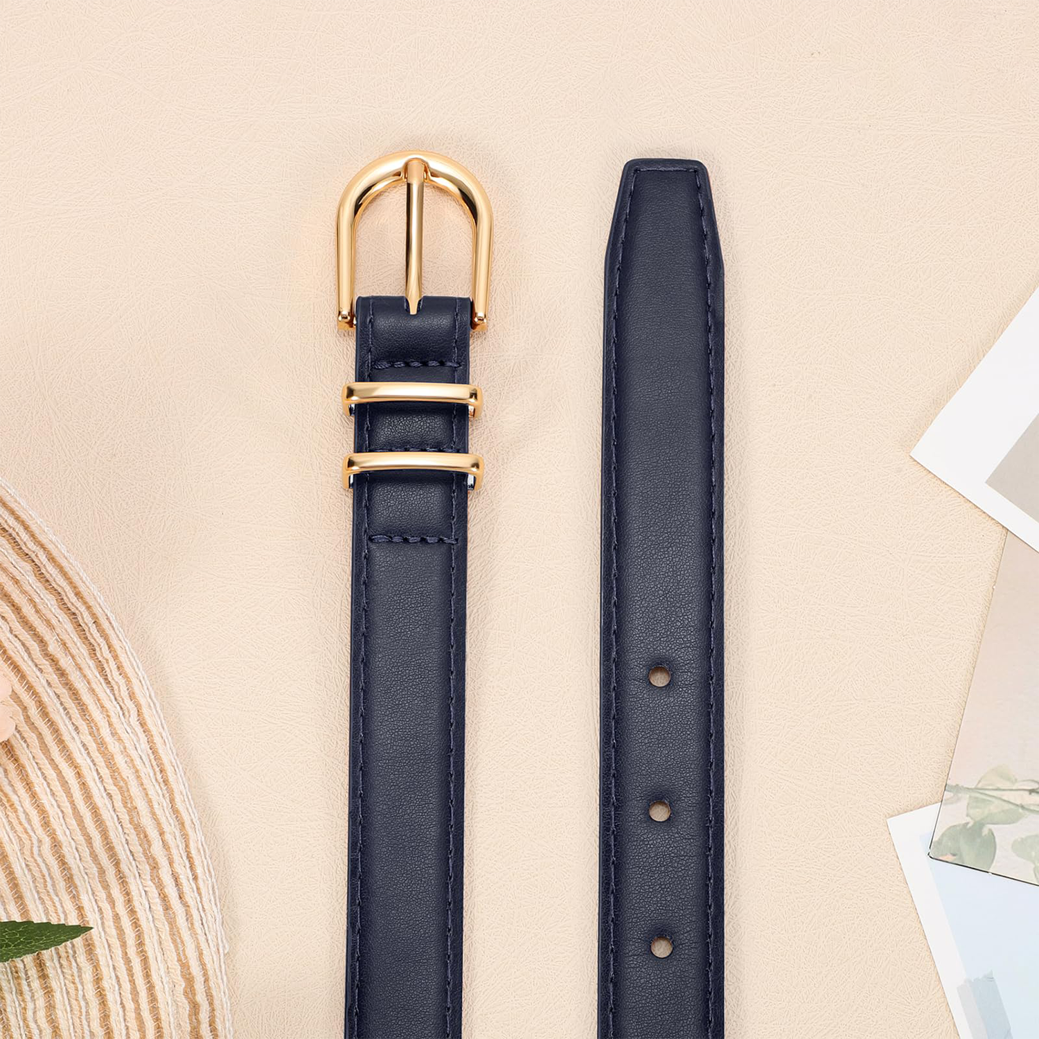 Women Skinny Vegan Leather Belt for Jeans