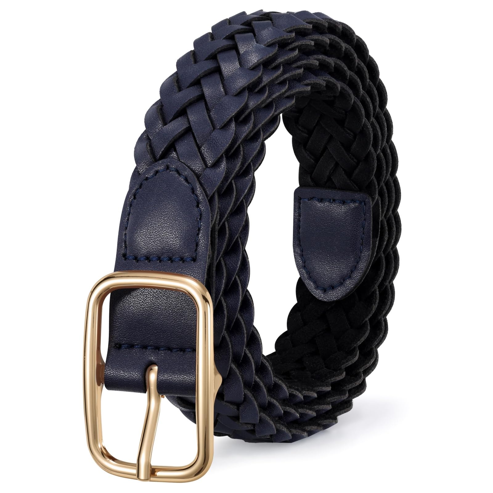 No-Hole Braided Leather Belts Plus Size