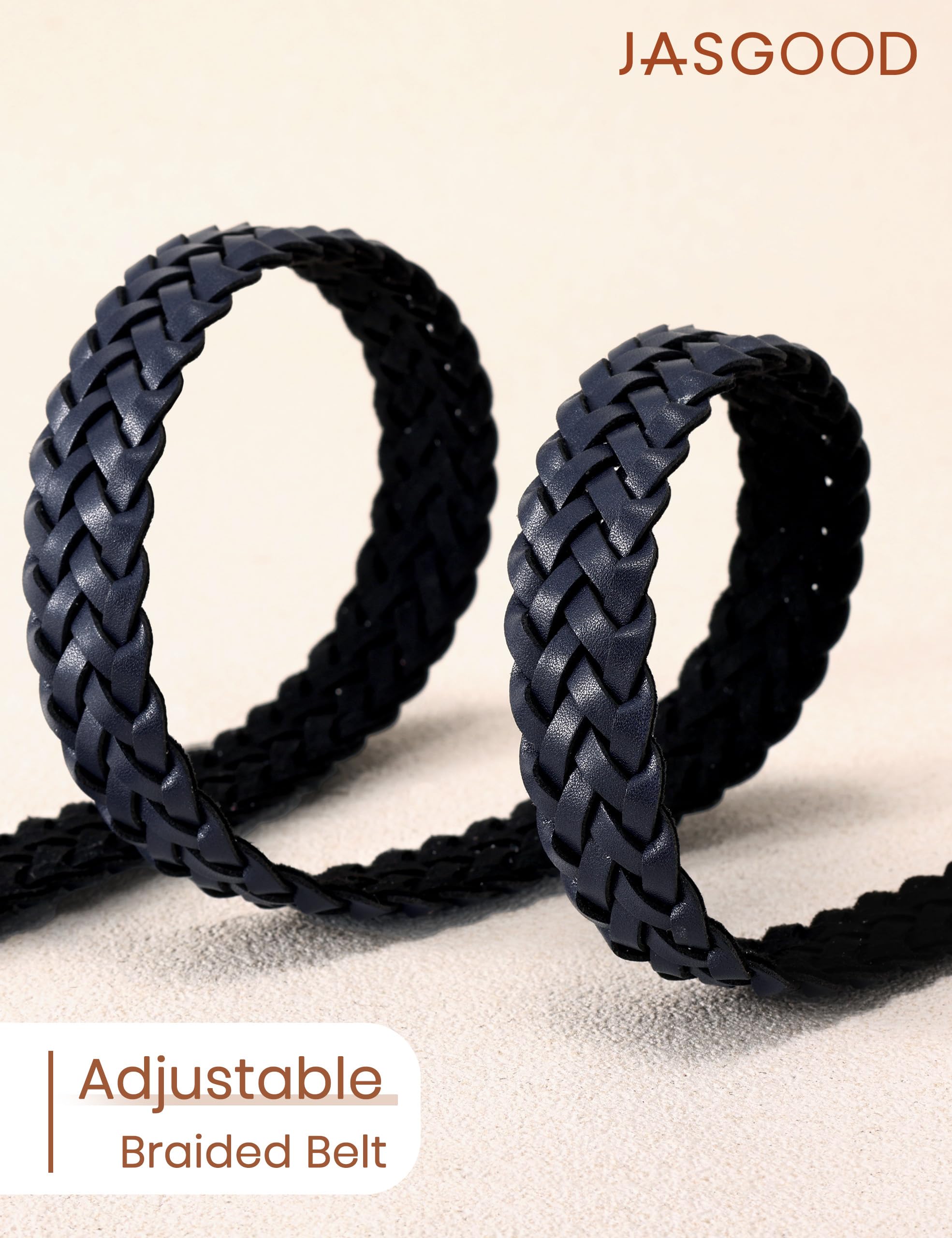 No-Hole Braided Leather Belts Plus Size