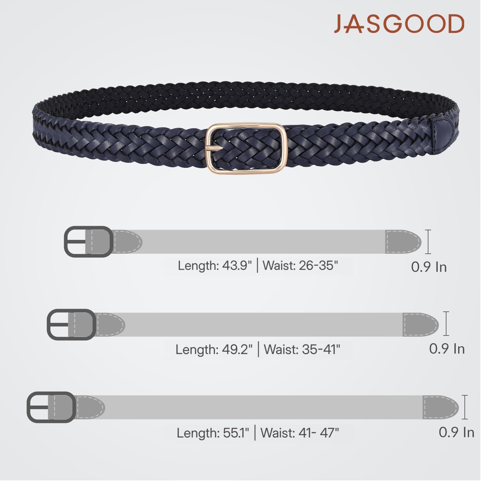 No-Hole Braided Leather Belts Plus Size