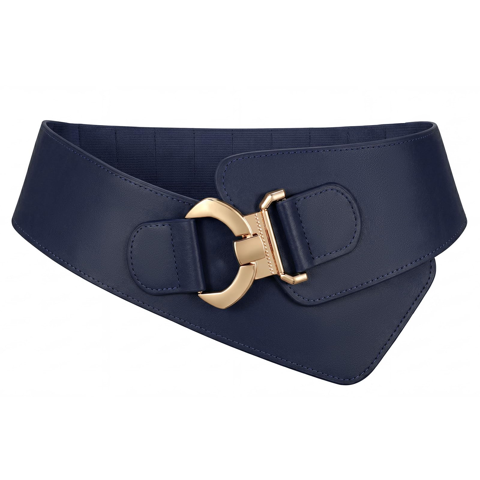 Gold Interlock Buckle Elastic Wide Belt