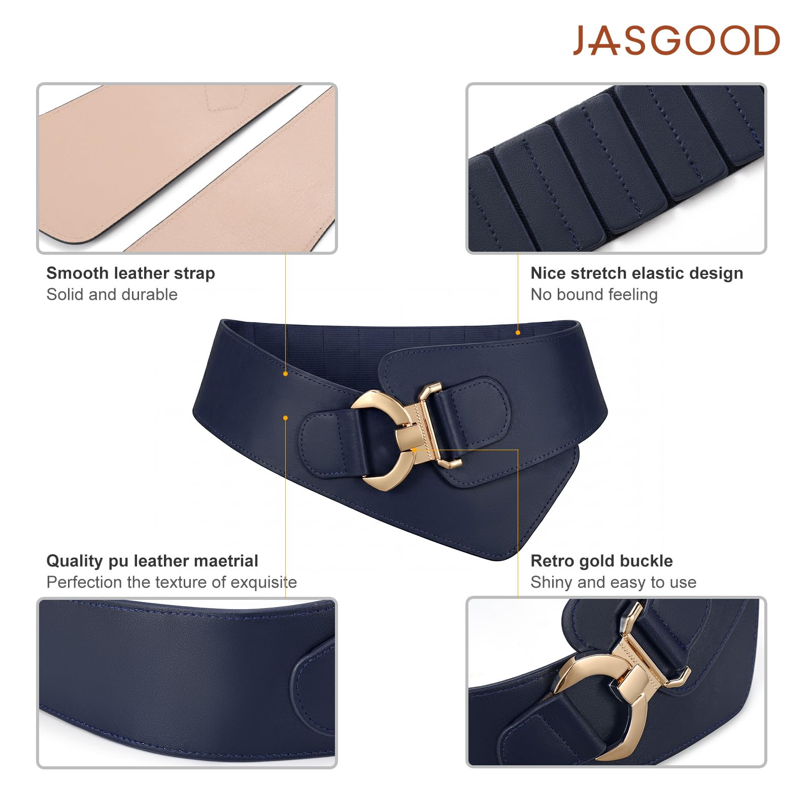 Gold Interlock Buckle Elastic Wide Belt