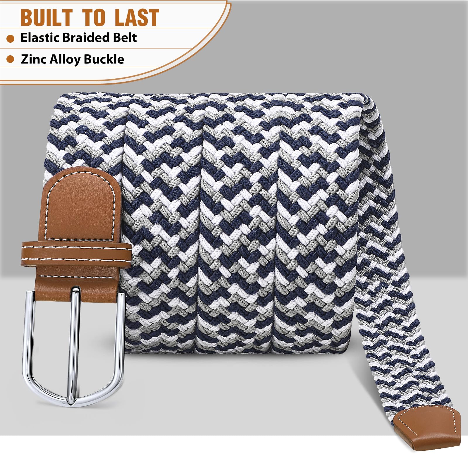 Braided Stretch Belt for Men Women