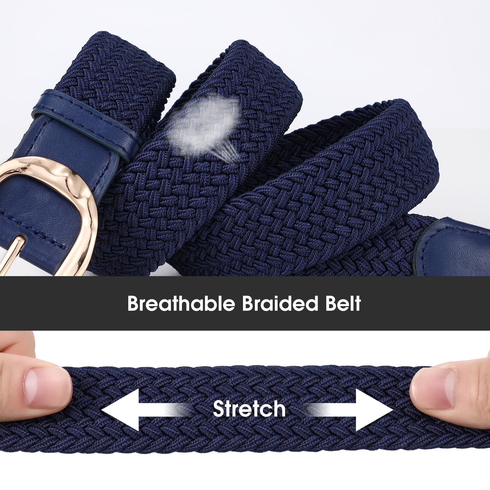 Women Braided Elastic Belt For Golf
