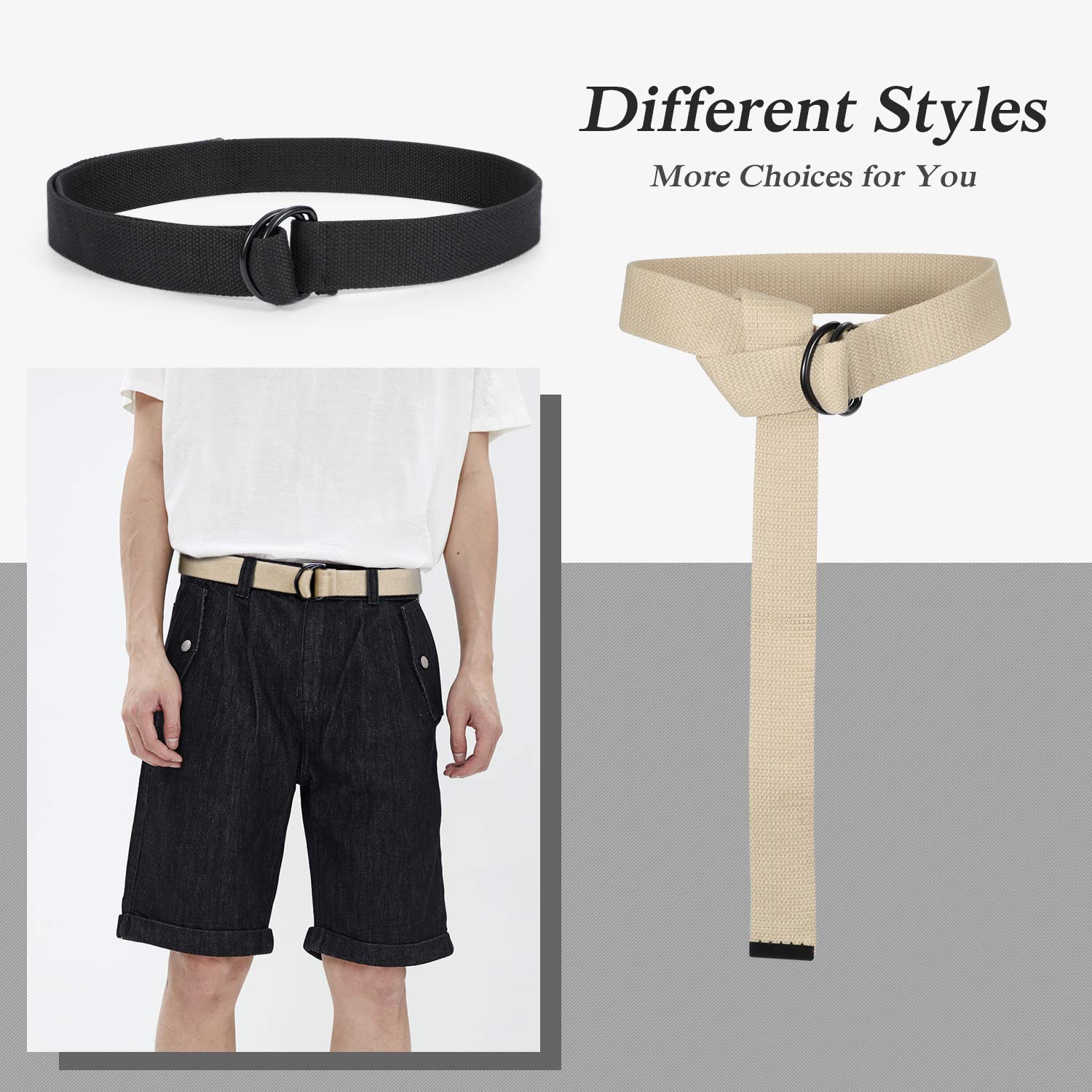 Double D-ring Design Canvas Belt For Men Women