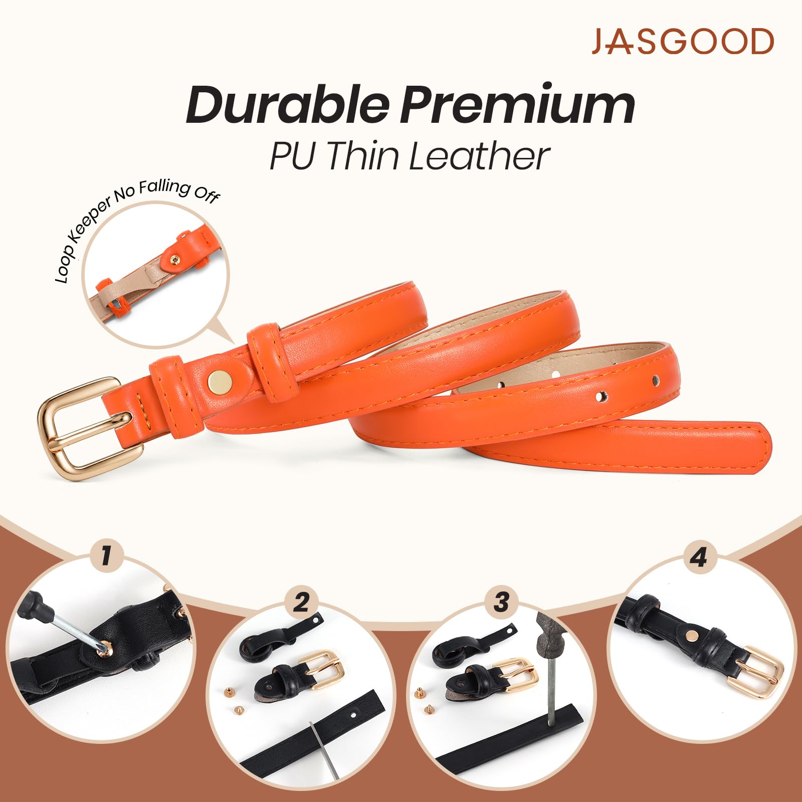 21 Colors Ladies Belt with Gold Buckle