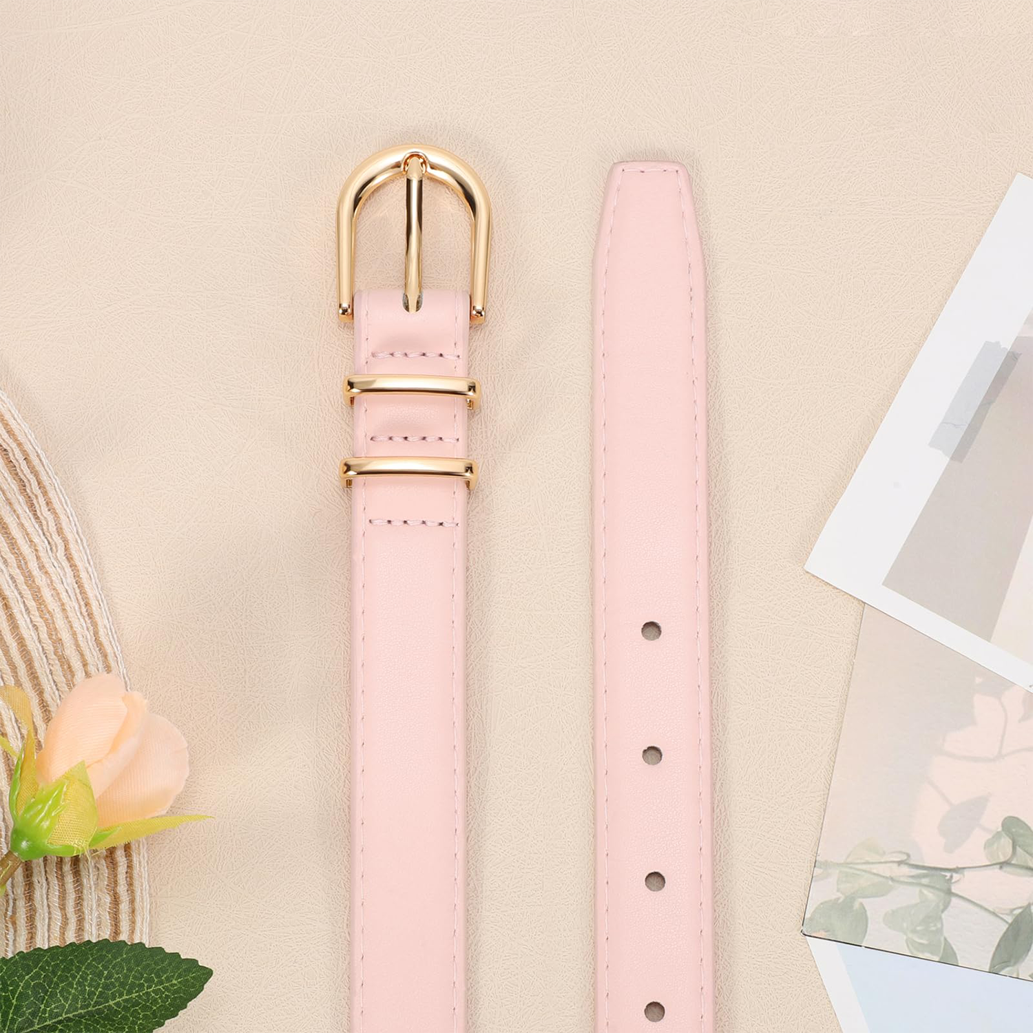 Women Skinny Vegan Leather Belt for Jeans