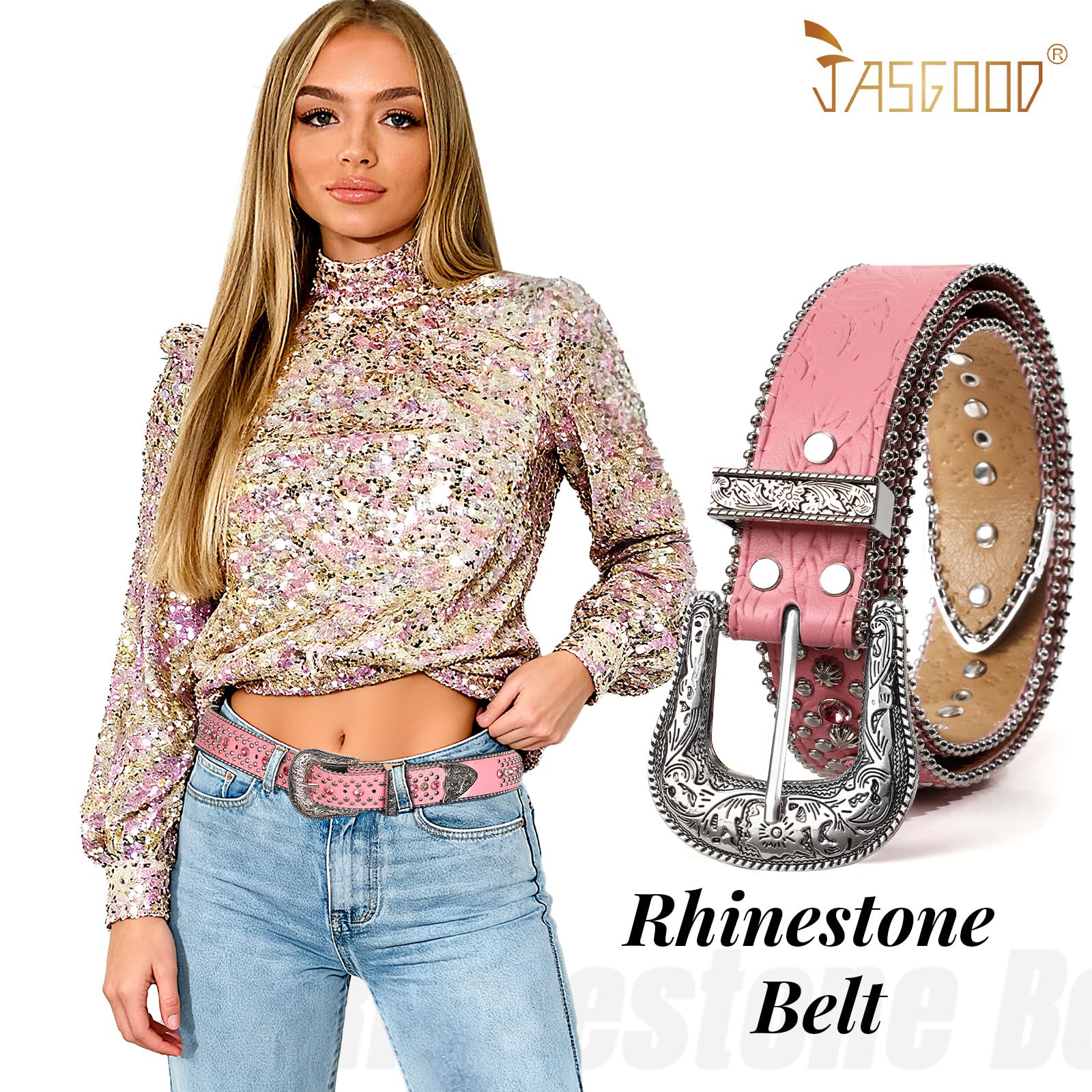 Rhinestone Belt for Women Men