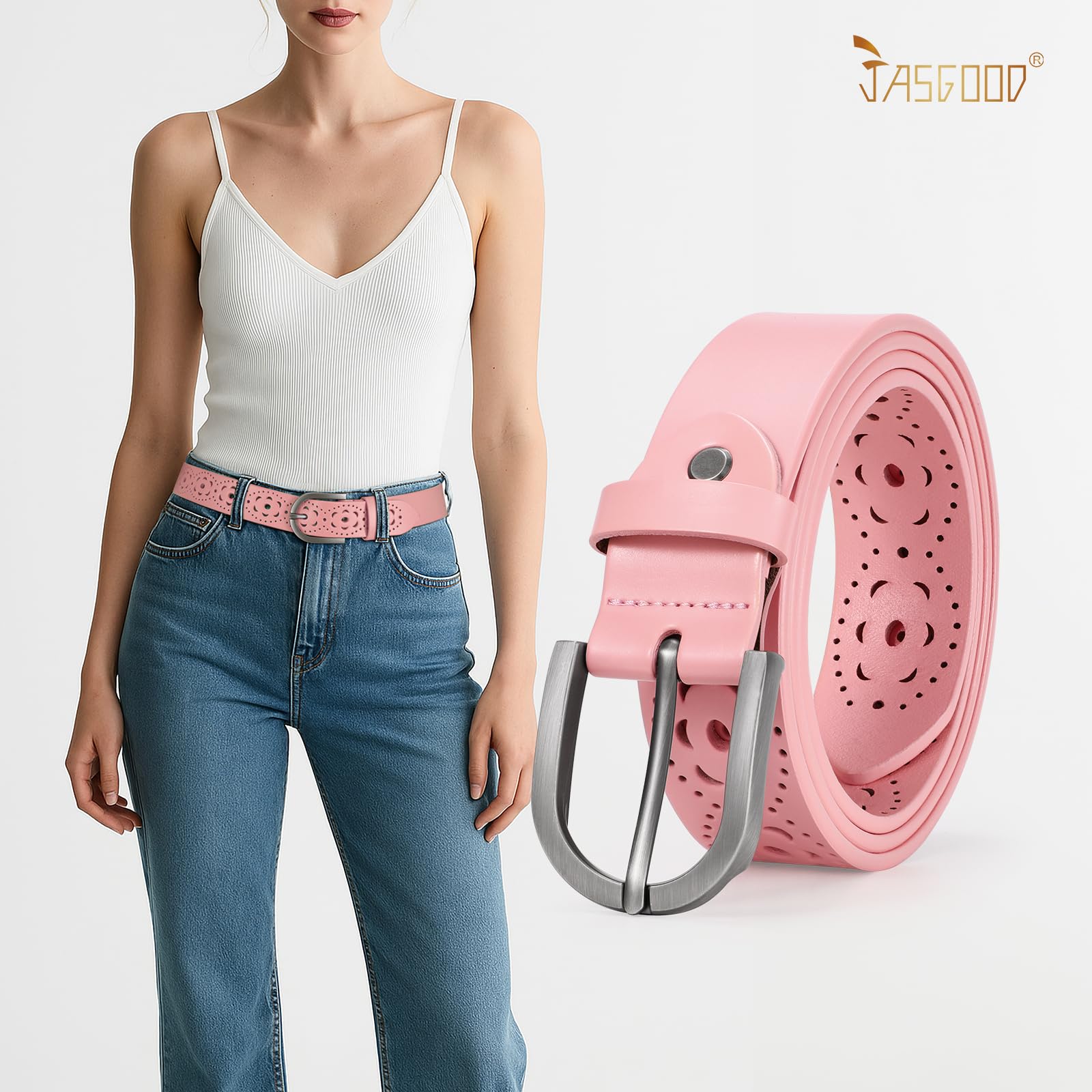 Hollow Genuine Leather Belt for Women 103 - JASGOOD OFFICIAL