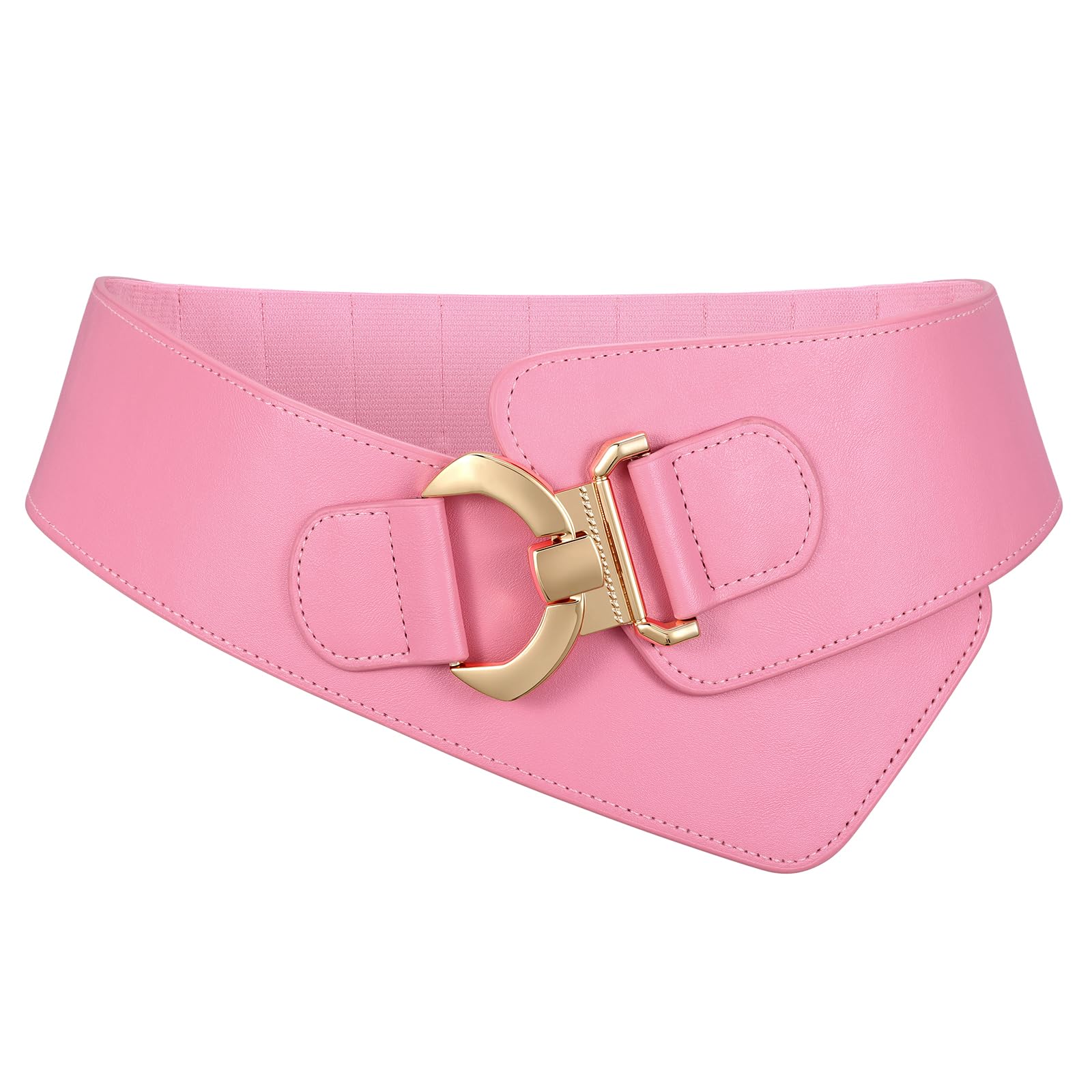 Gold Interlock Buckle Elastic Wide Belt