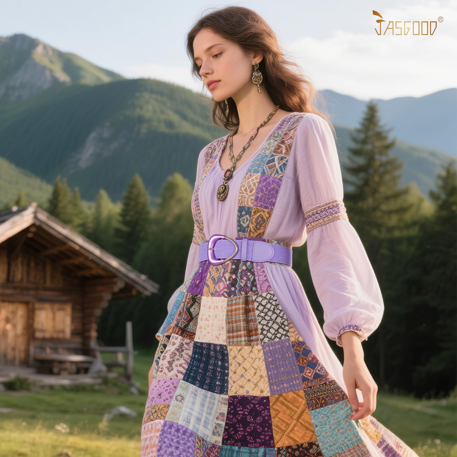 JASGOOD Straw Woven Elastic Belt