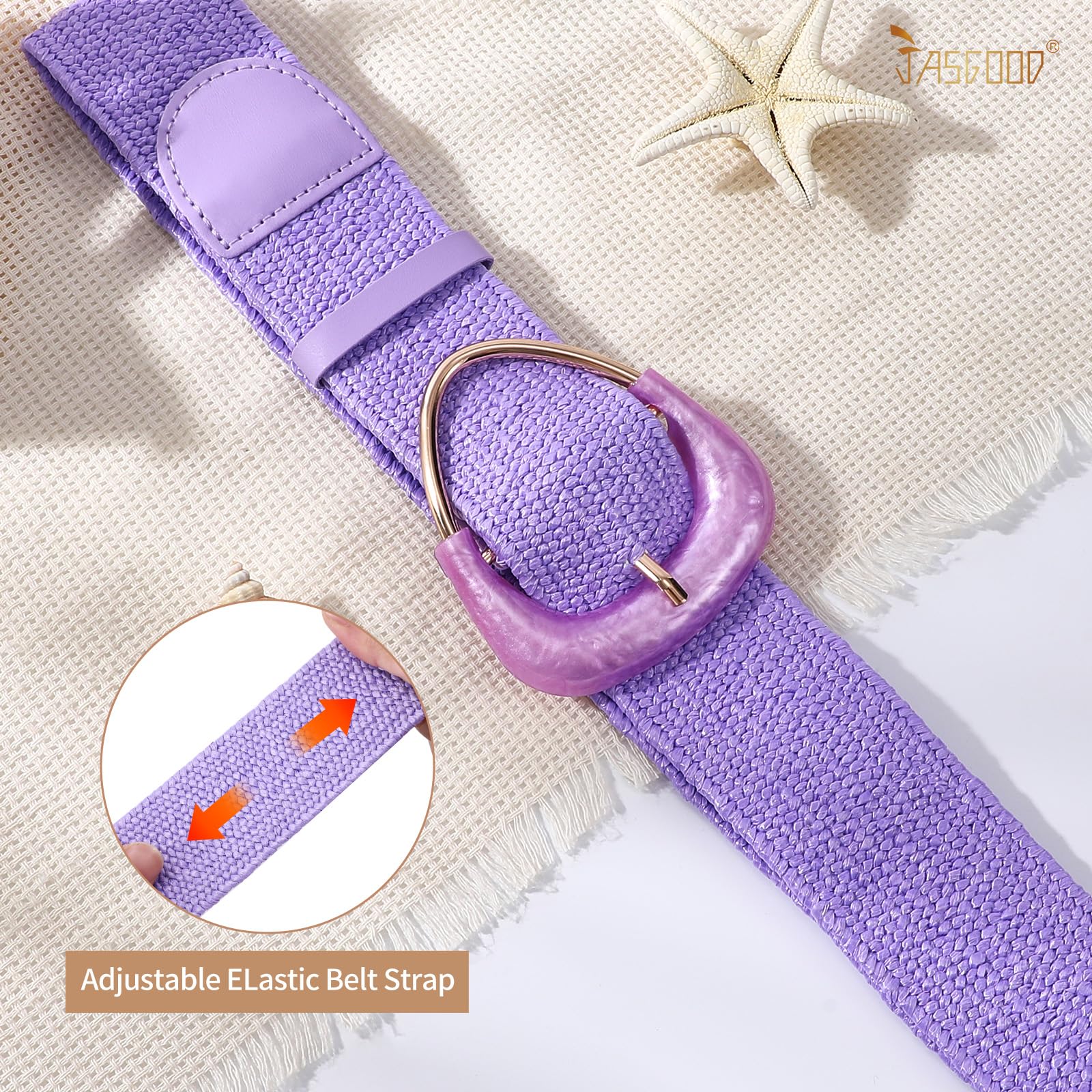 JASGOOD Straw Woven Elastic Belt