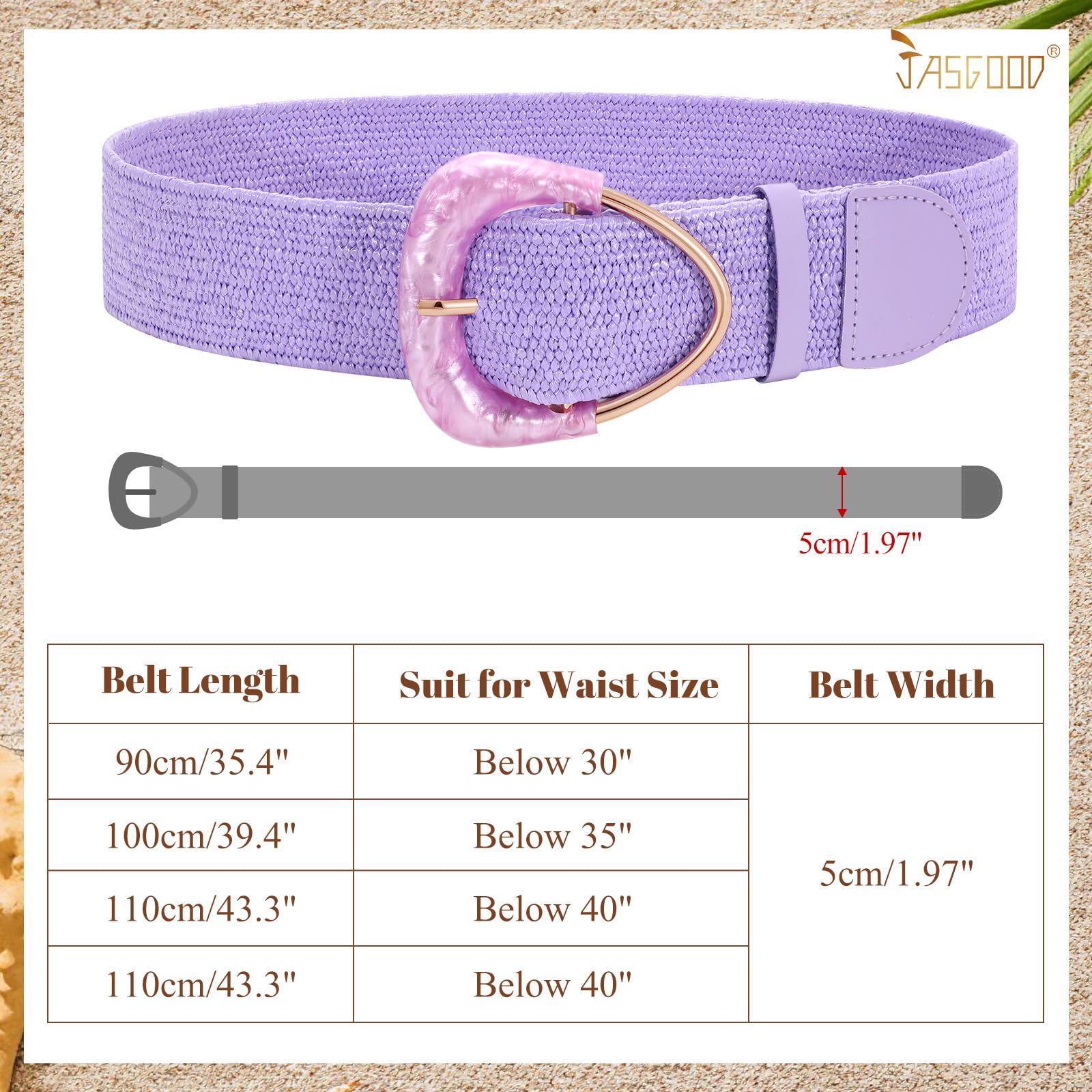 JASGOOD Straw Woven Elastic Belt