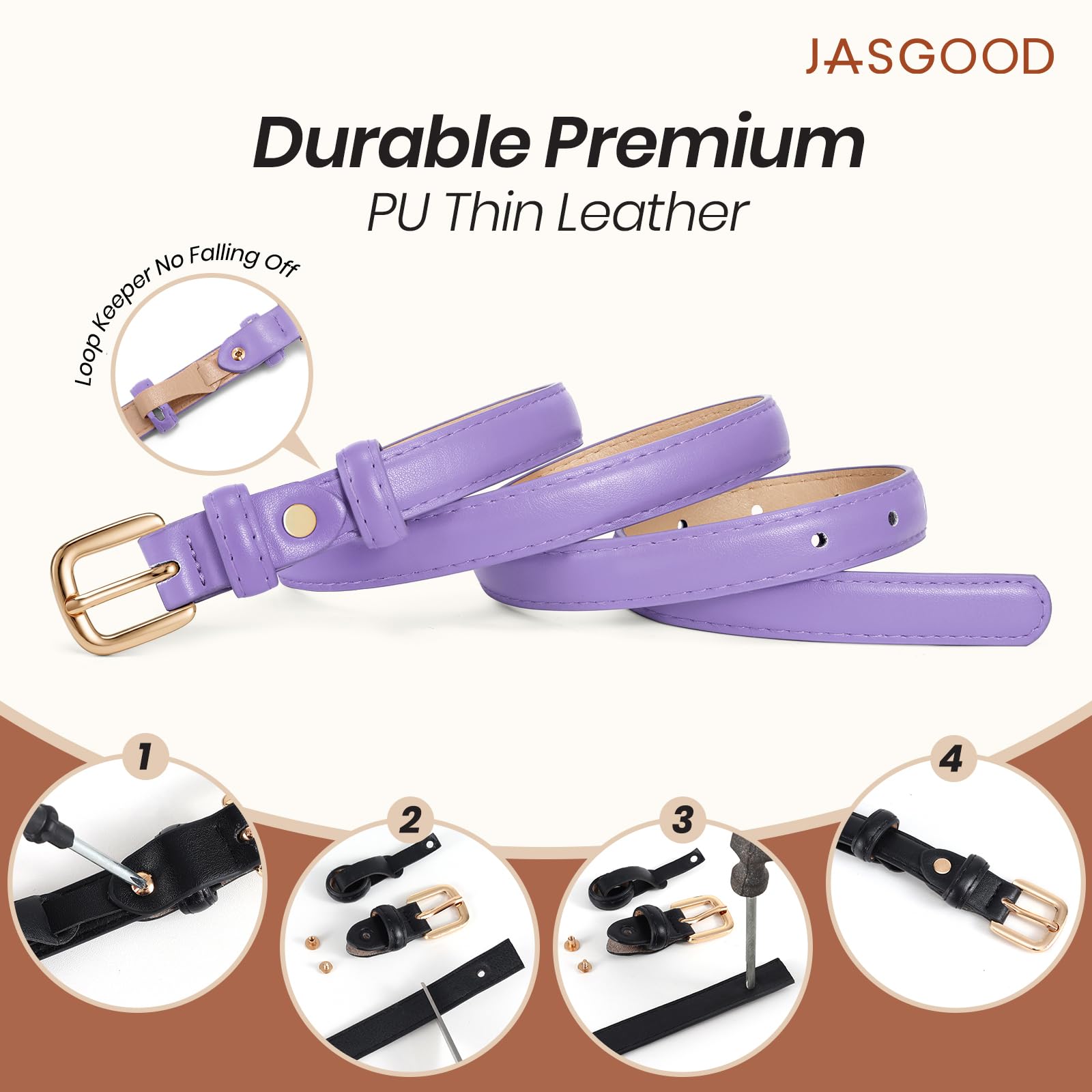 21 Colors Ladies Belt with Gold Buckle
