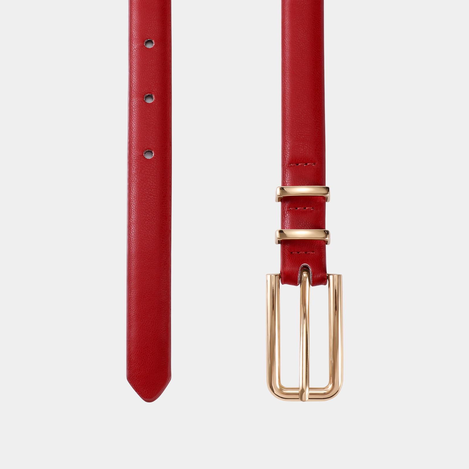 Thin Waist Belt with Square Gold Buckle