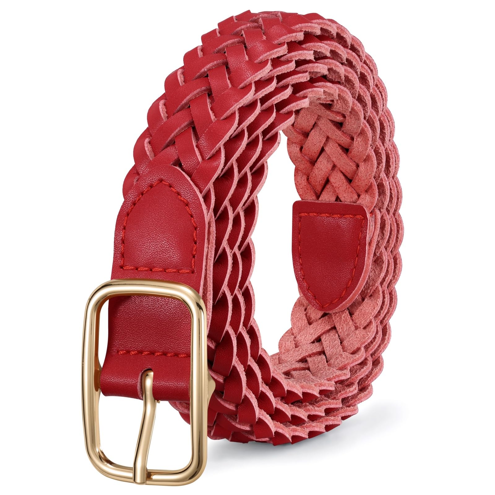 No-Hole Braided Leather Belts Plus Size
