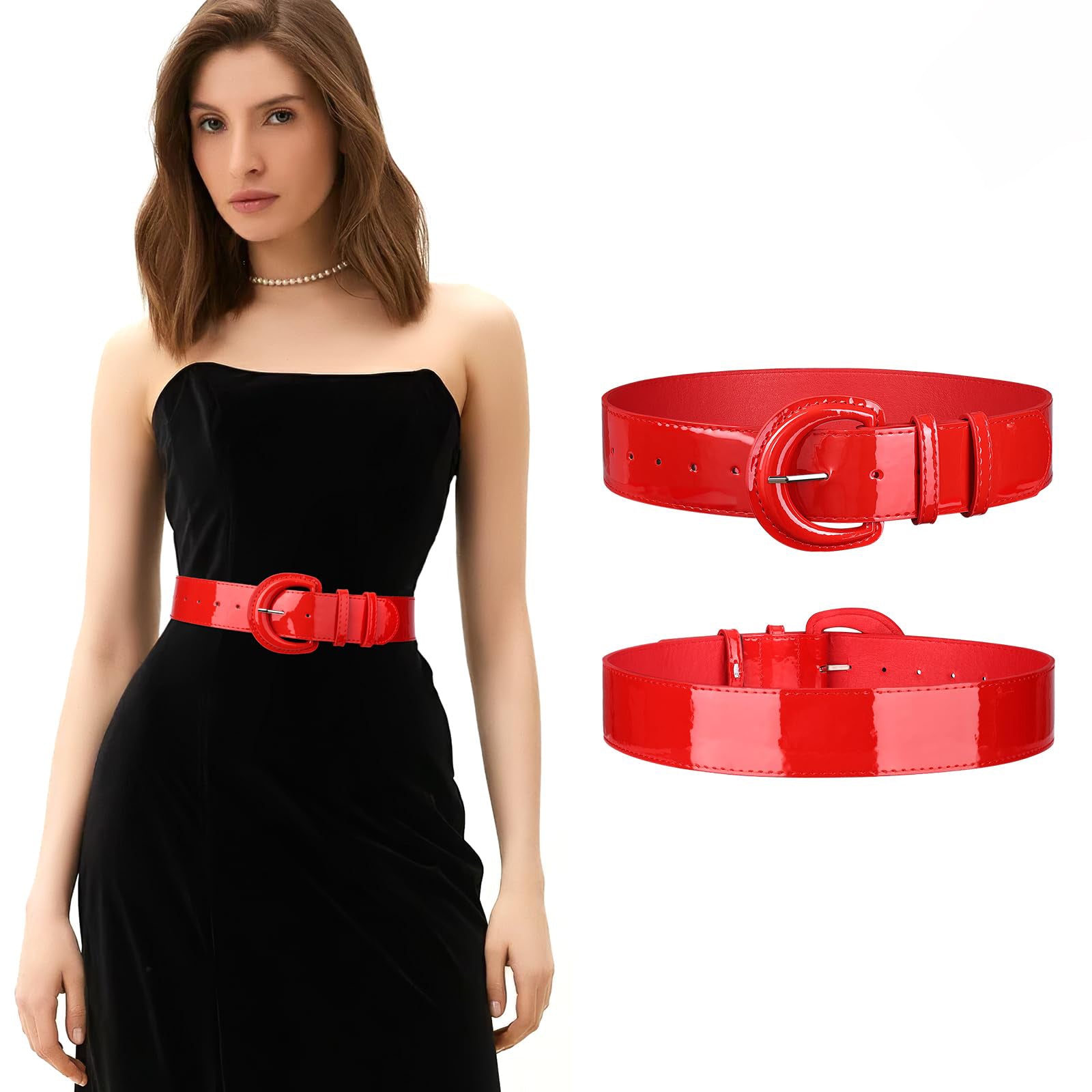 Wide Patent Leather Belt For Coat