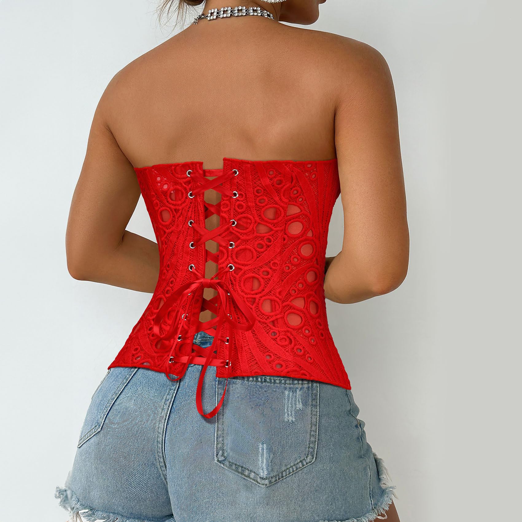 Lace Up Corset Bustier Top