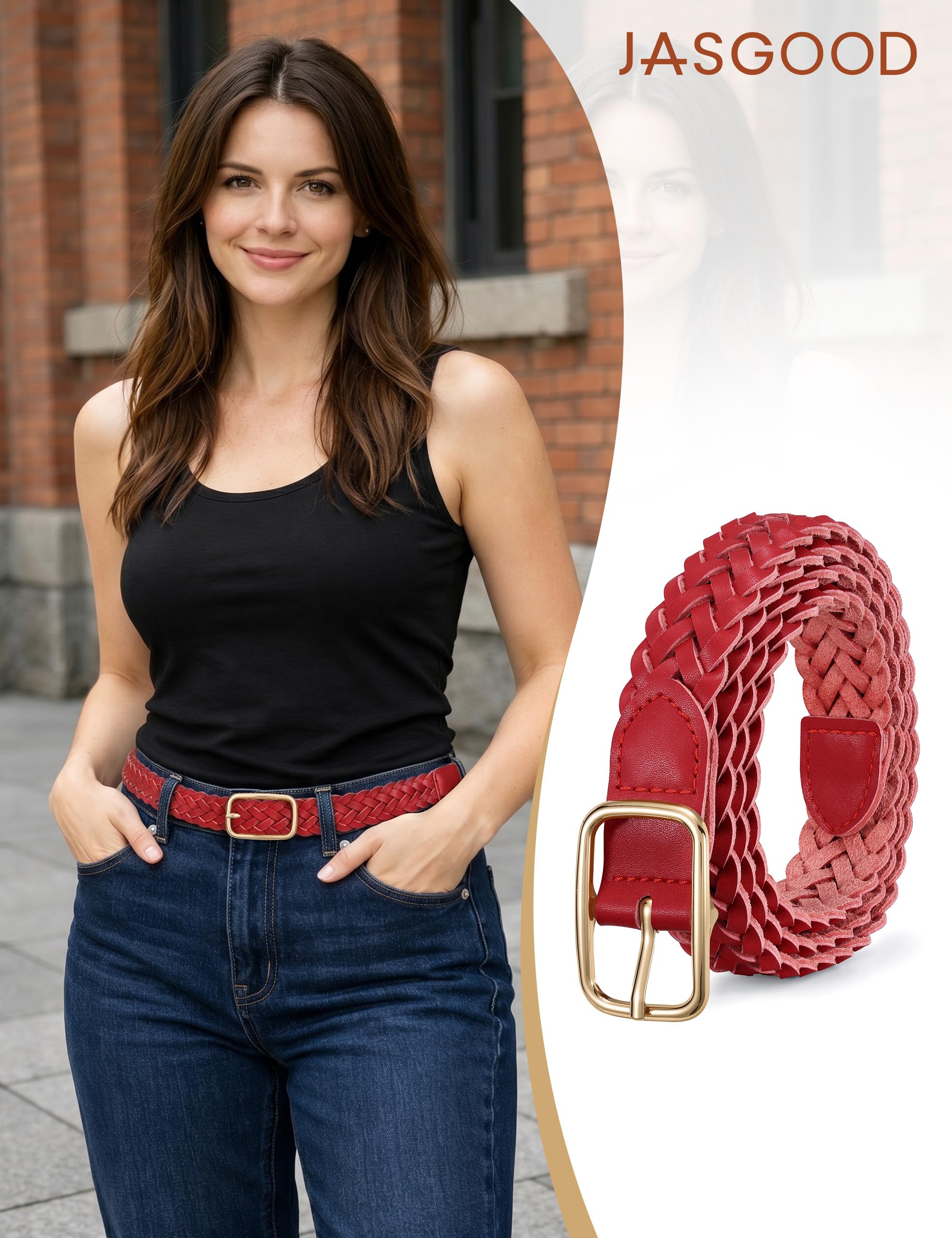 No-Hole Braided Leather Belts Plus Size