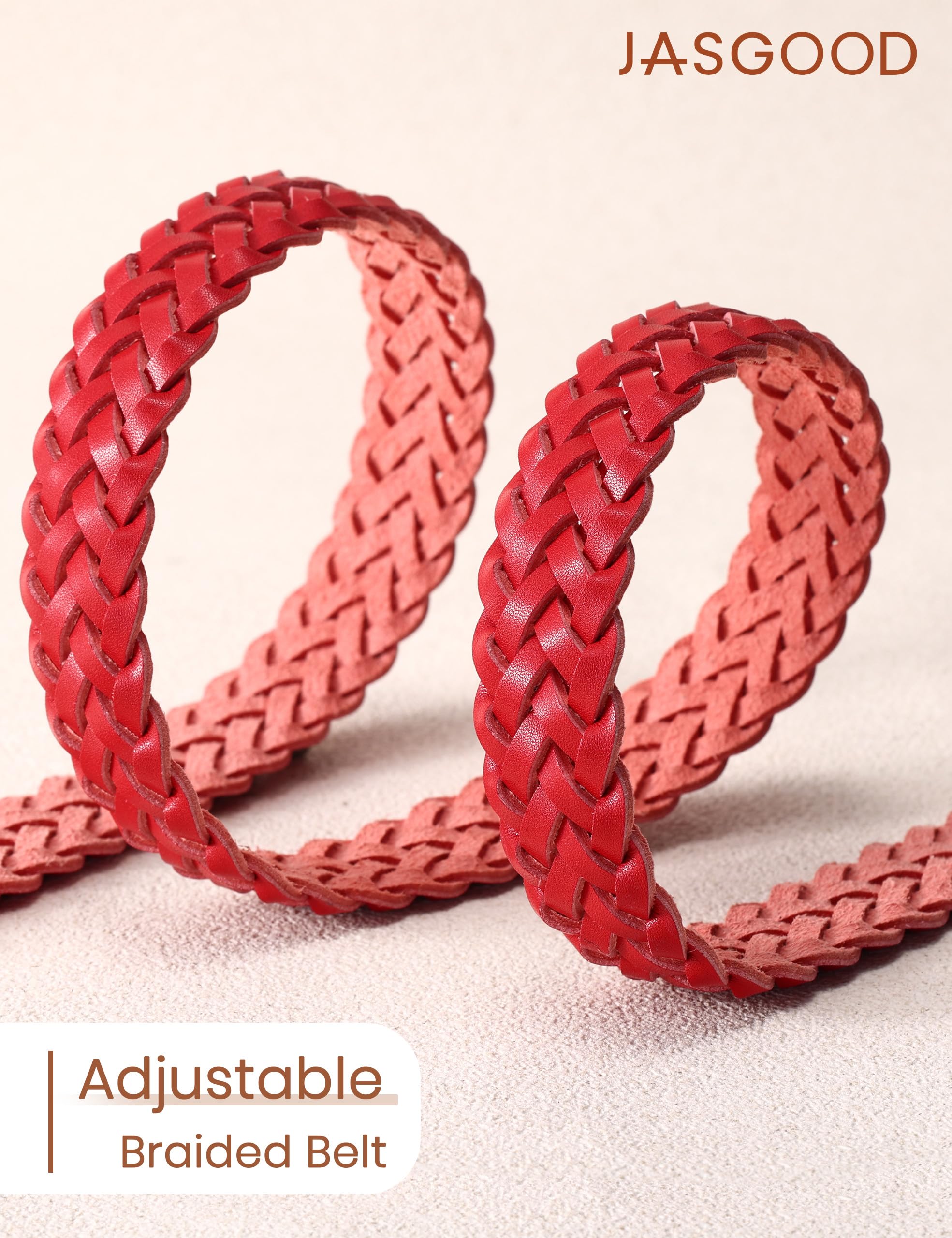 No-Hole Braided Leather Belts Plus Size