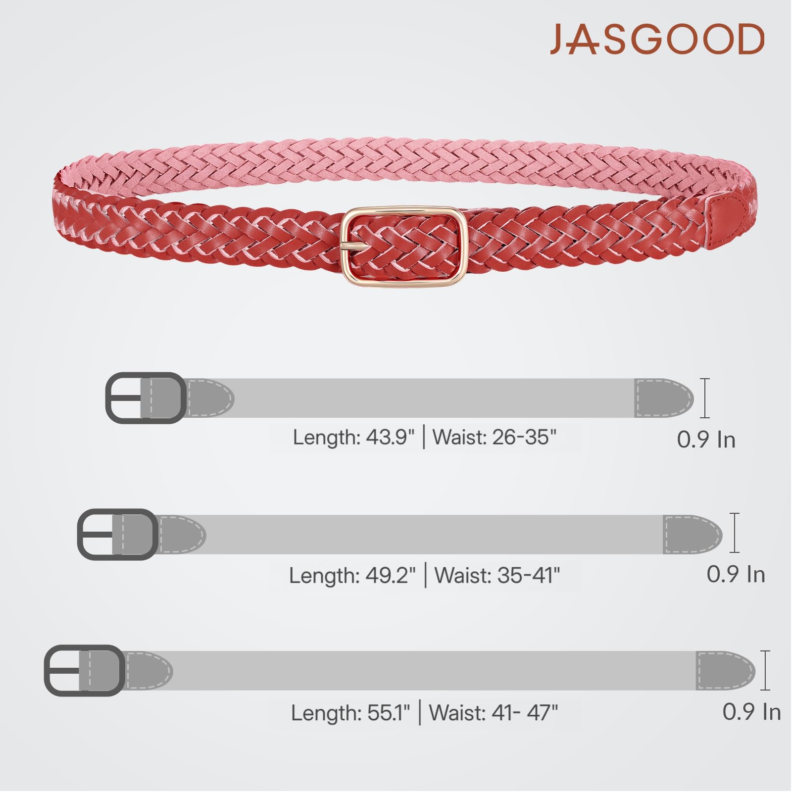 No-Hole Braided Leather Belts Plus Size