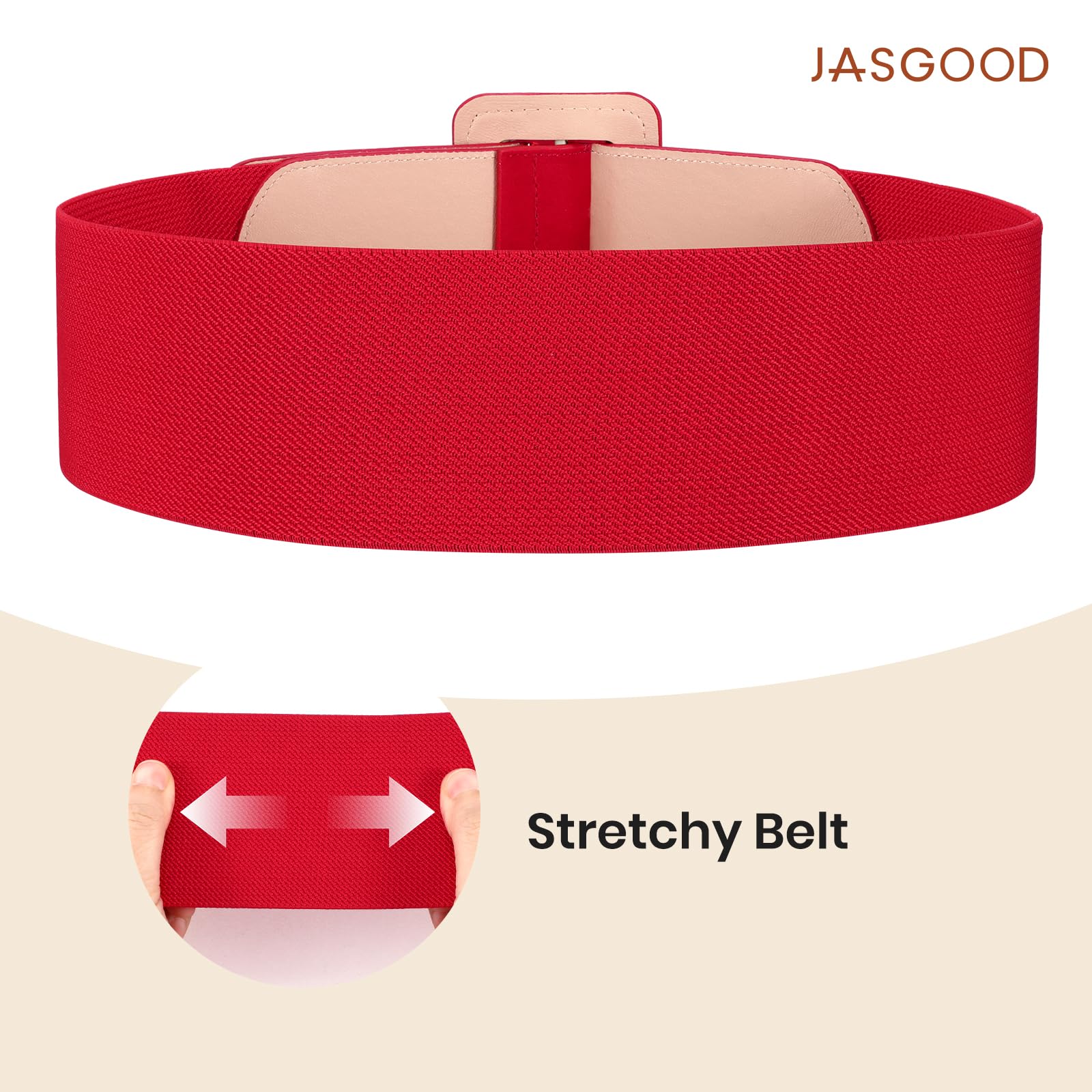 Elastic Suede Wide Belt with Vintage Chunky Square Buckle