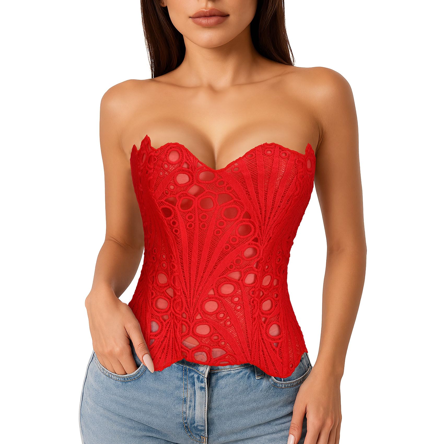 Lace Up Corset Bustier Top