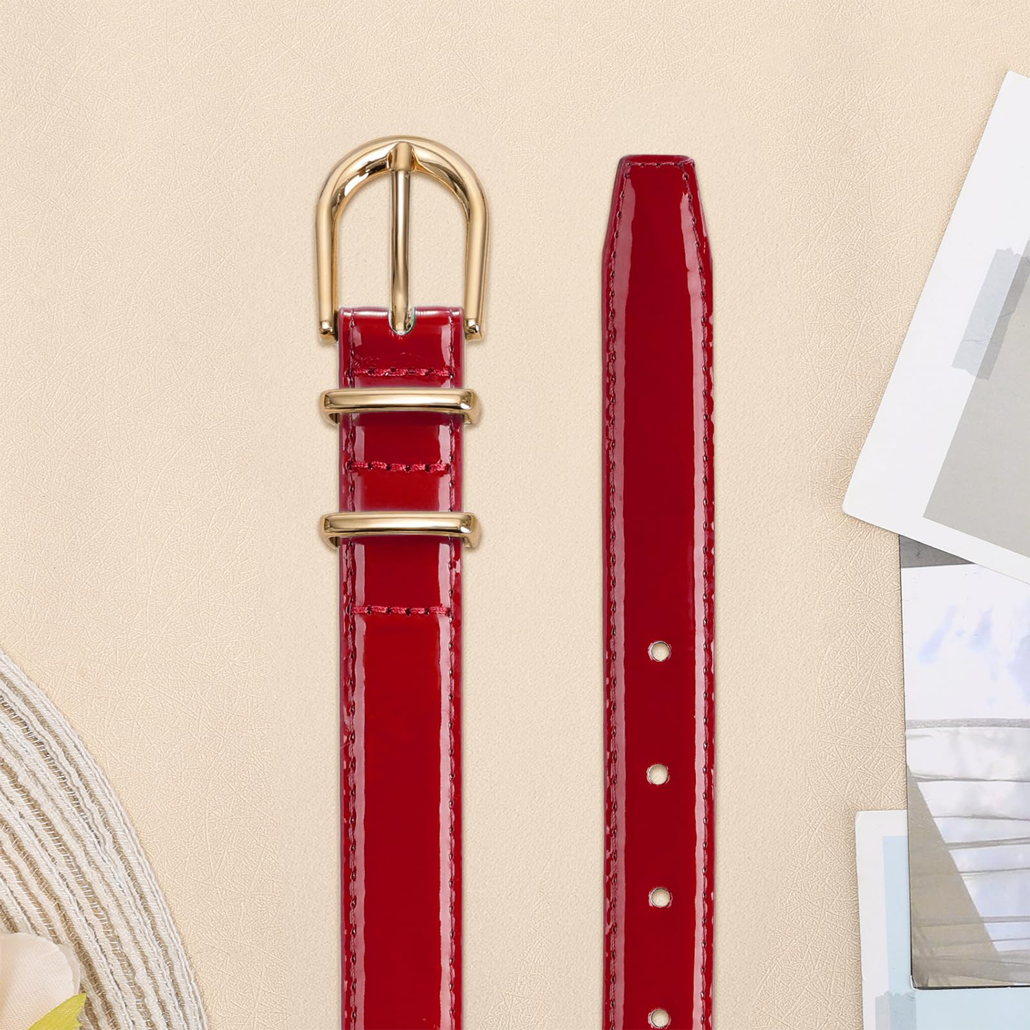 Women Skinny Vegan Leather Belt for Jeans