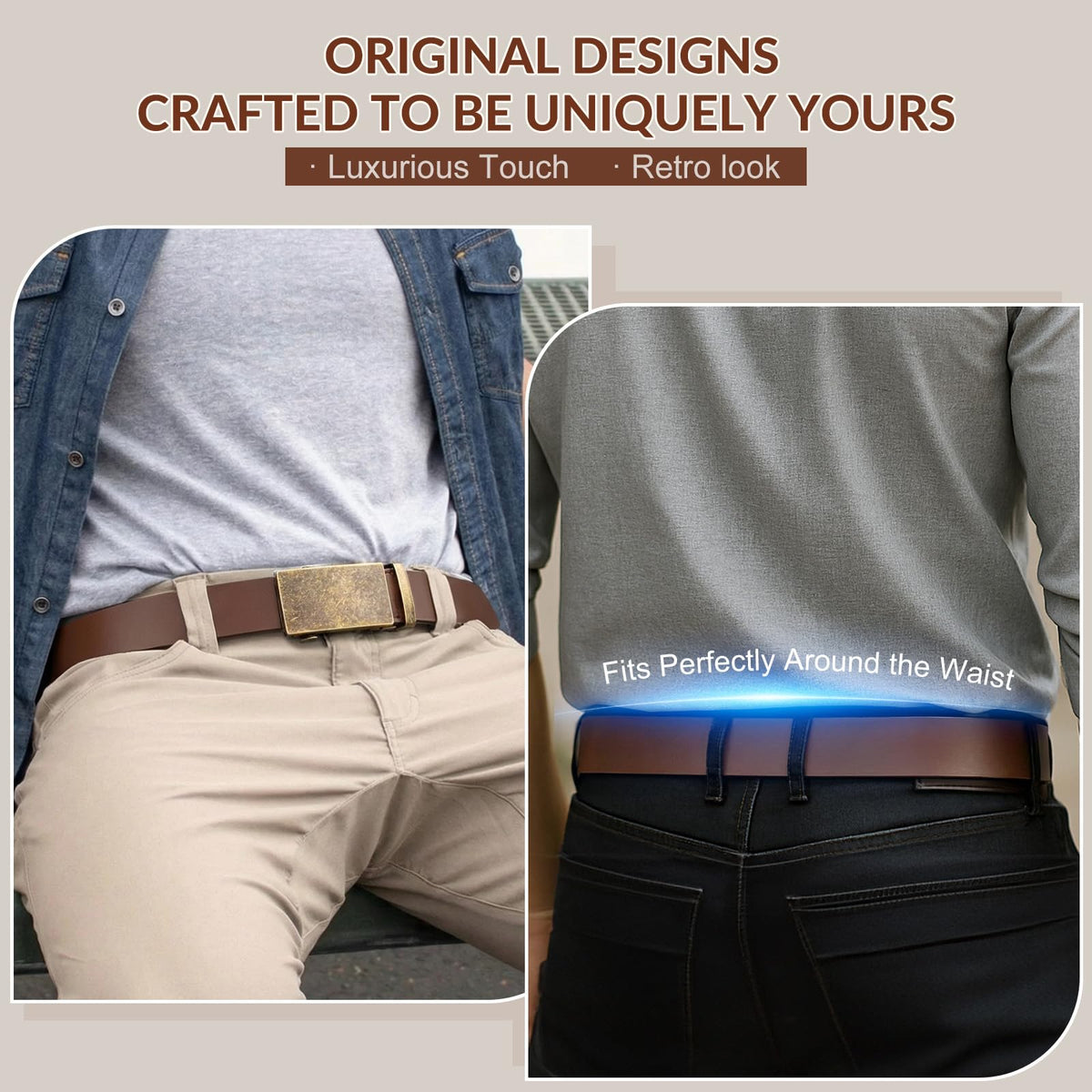 1.38" Genuine Leather Ratchet Belt Strap | NO BUCKLE - JASGOOD OFFICIAL
