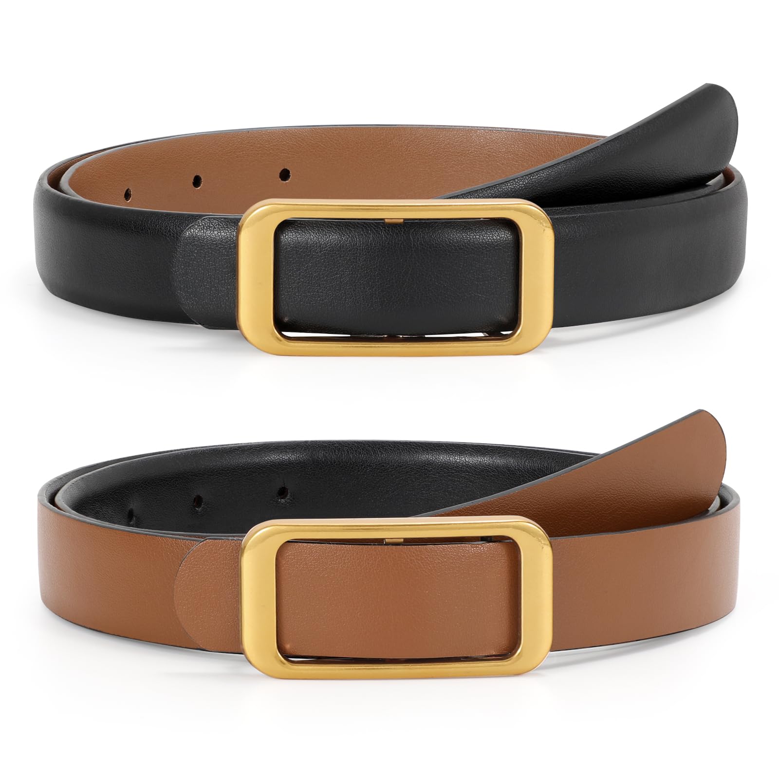 Reversible Skinny Leather Belt 0.9"