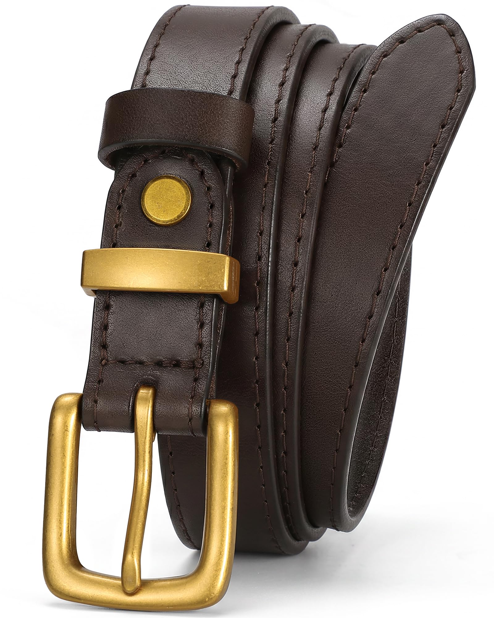 Vintage Full Grain Thin Leather Belt For Women