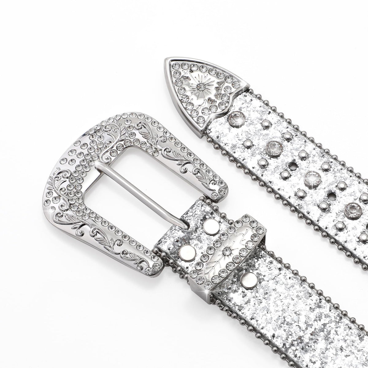 Rhinestone Studded Belt With Cross Crown - JASGOOD OFFICIAL