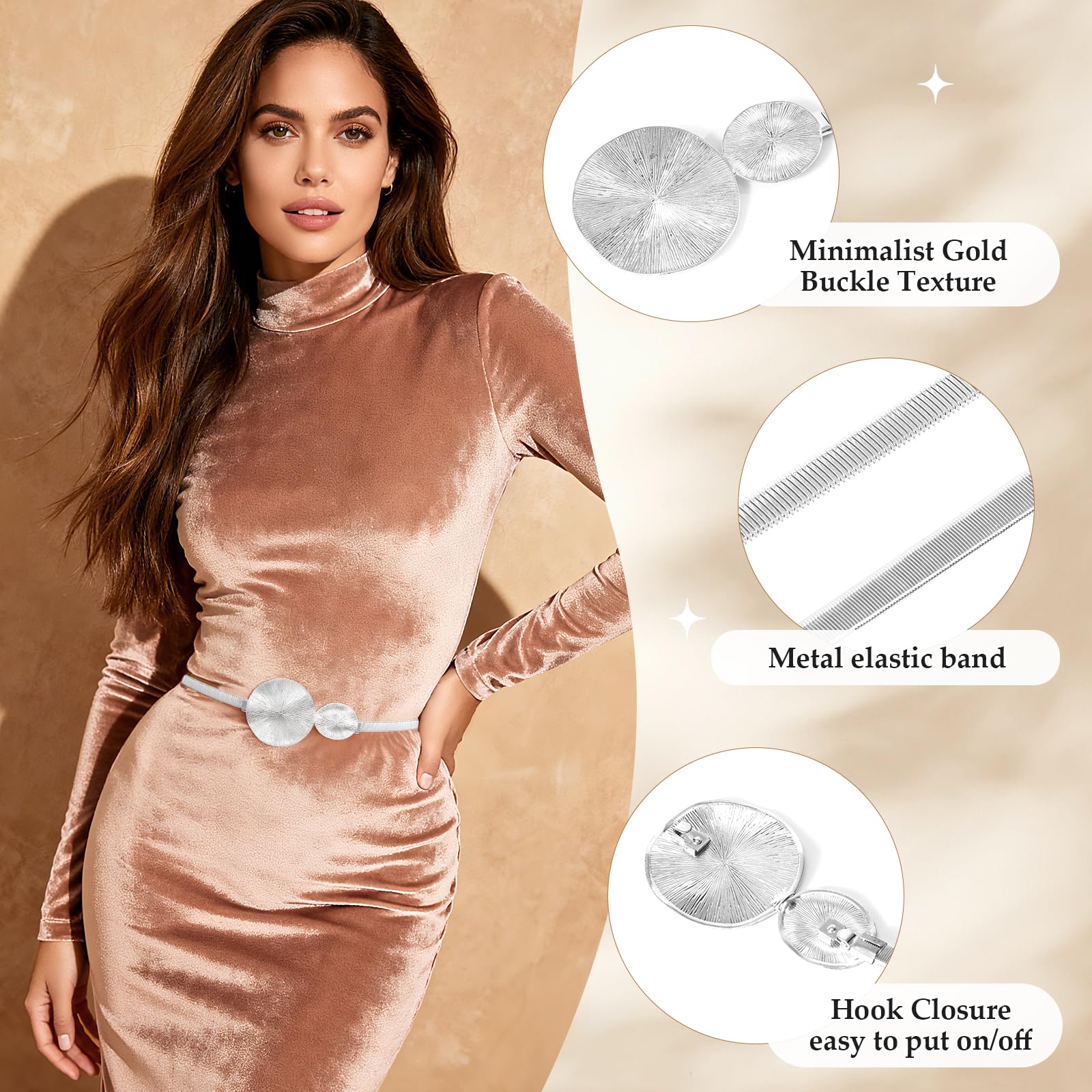 Skinny Stretch Thin Chain Belt For Dress