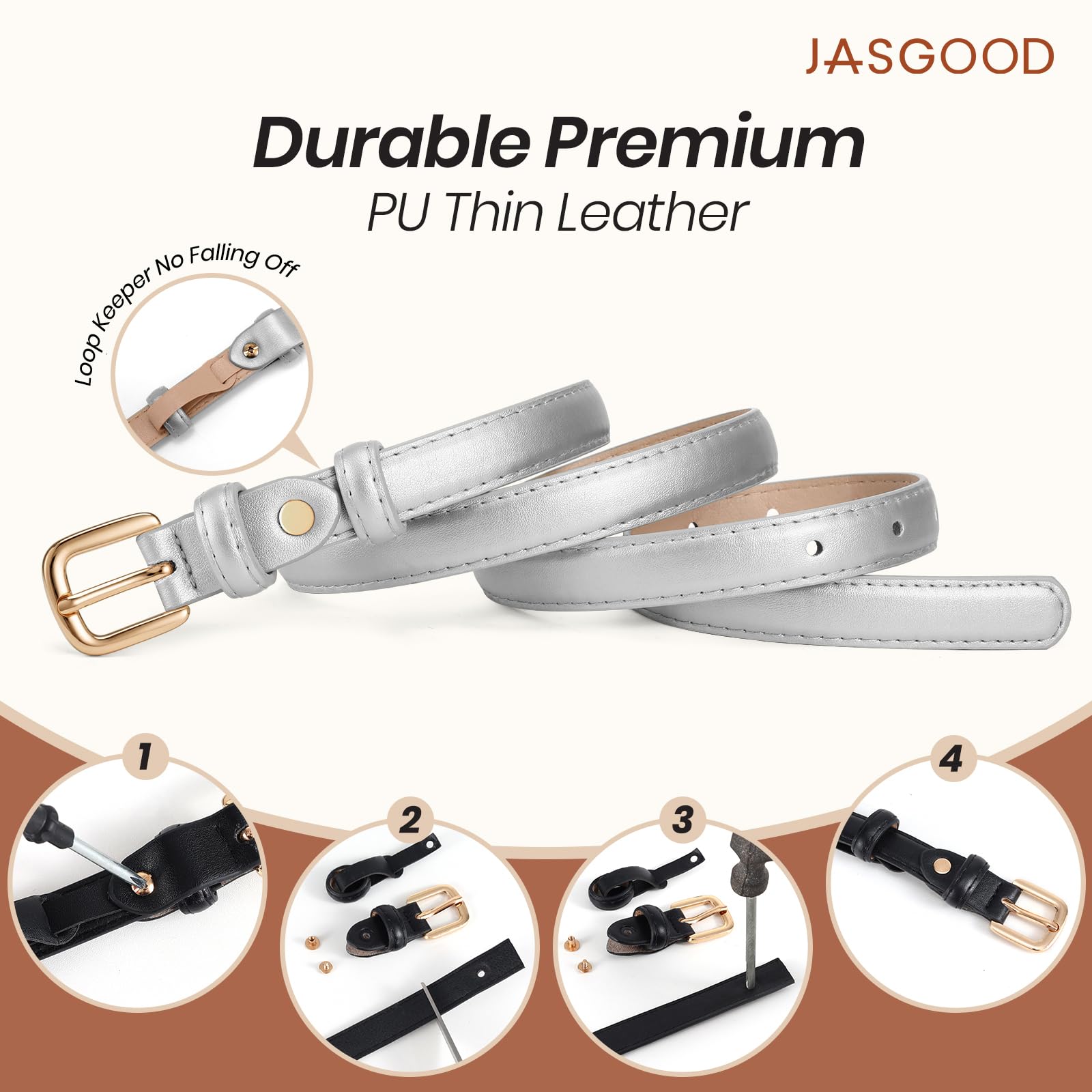 21 Colors Ladies Belt with Gold Buckle