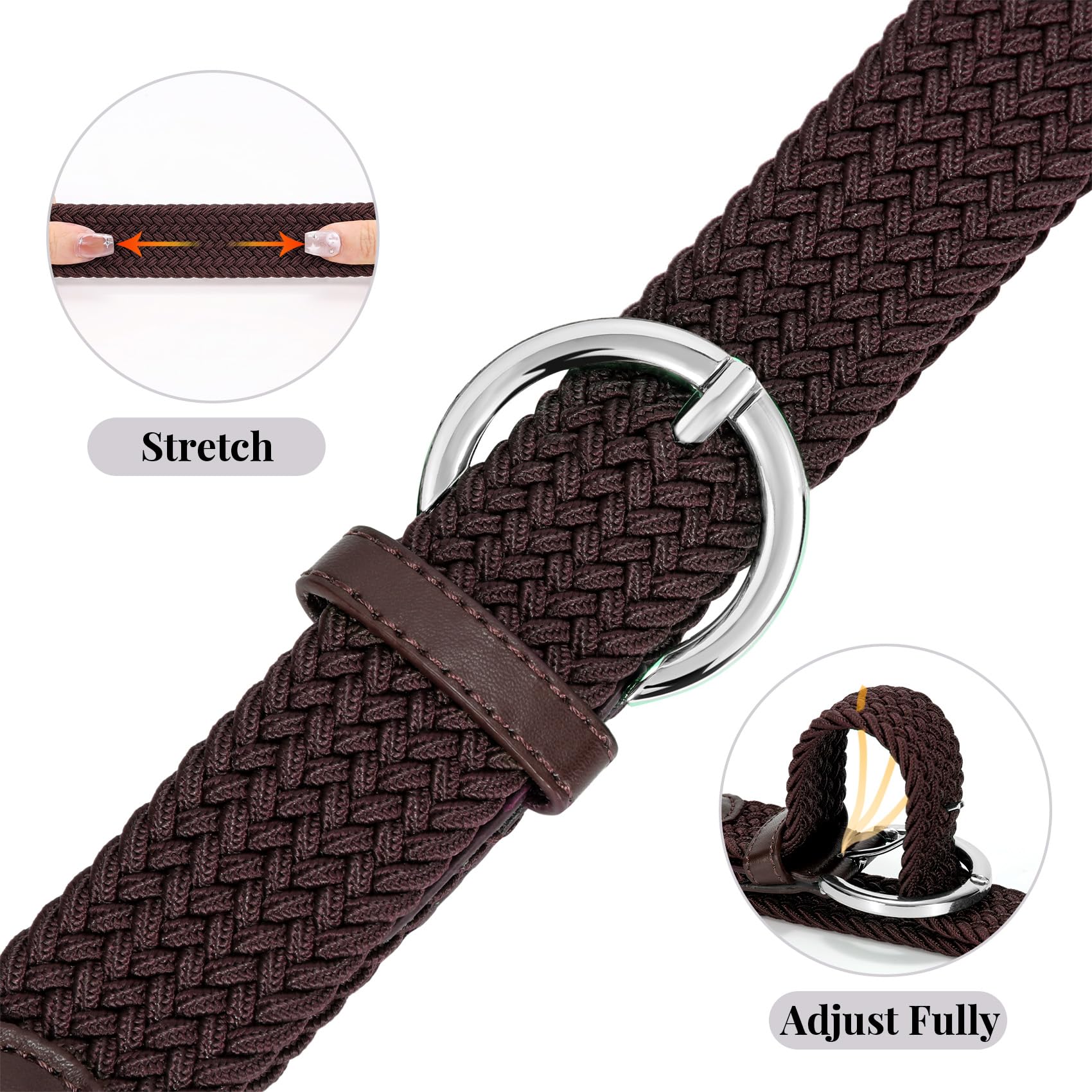 Women Men Woven Elastic Stretch Braided Waist Belt