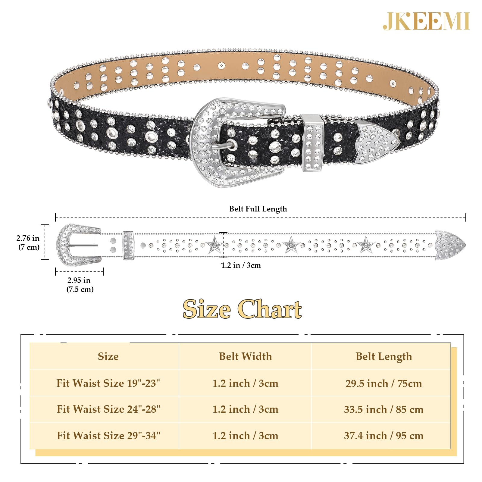 Teens Diamond Studded Bling Western Rhinestone Leather Belt