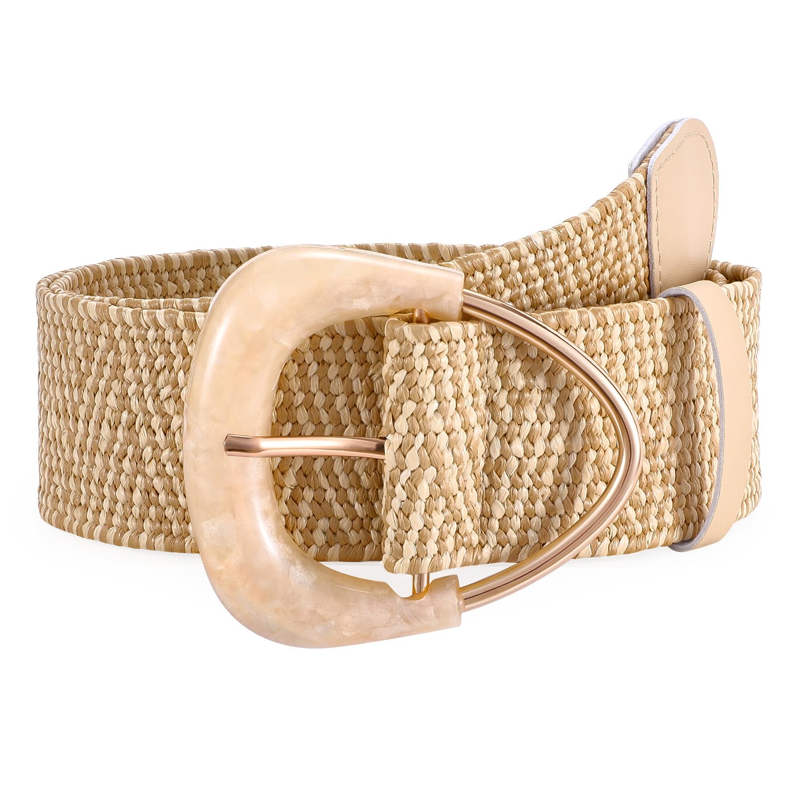 JASGOOD Straw Woven Elastic Belt