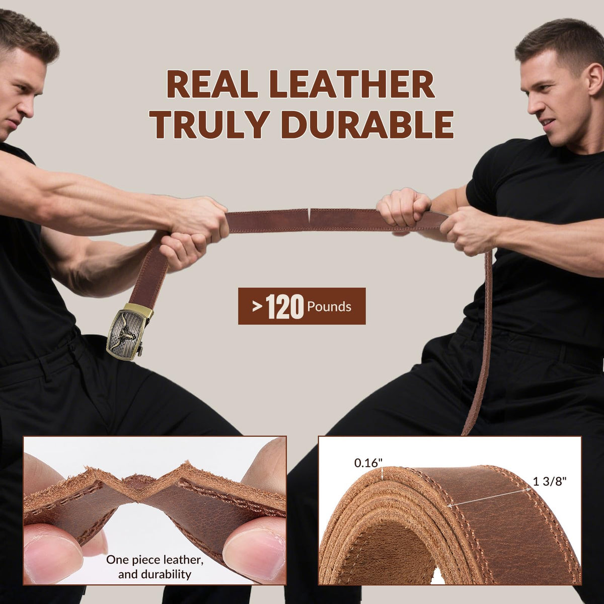 1.38" Genuine Leather Ratchet Belt Strap | NO BUCKLE - JASGOOD OFFICIAL