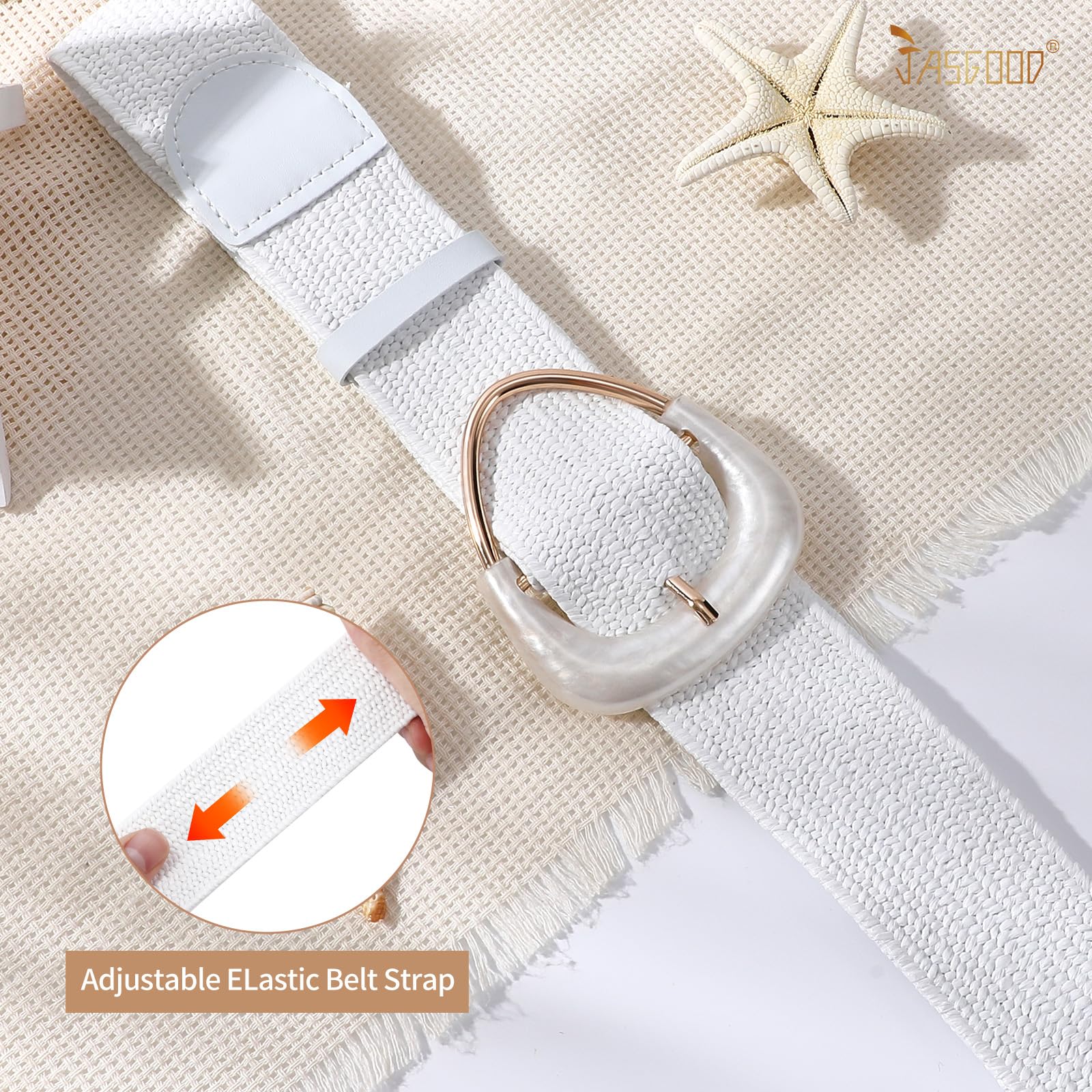 JASGOOD Straw Woven Elastic Belt