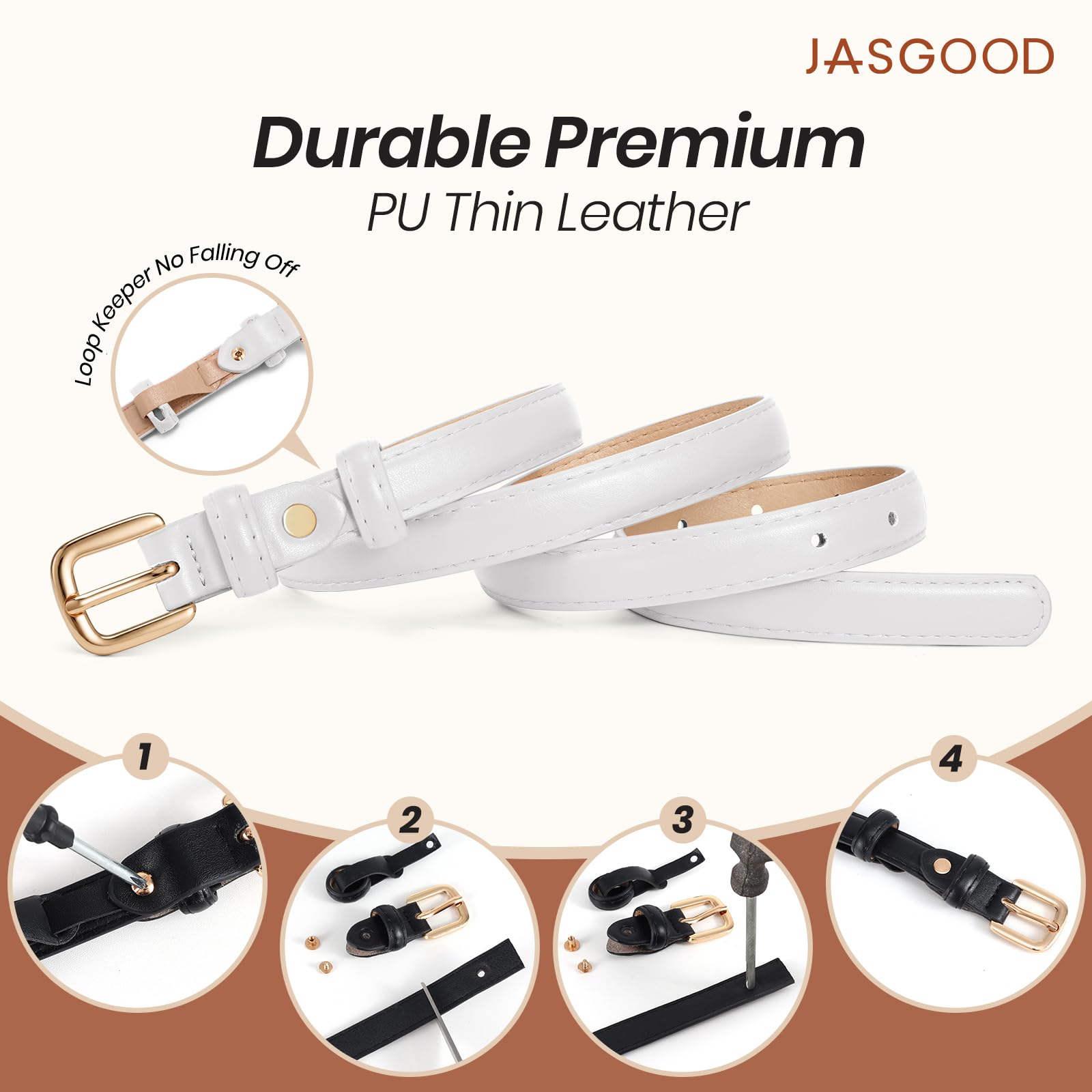 21 Colors Ladies Belt with Gold Buckle