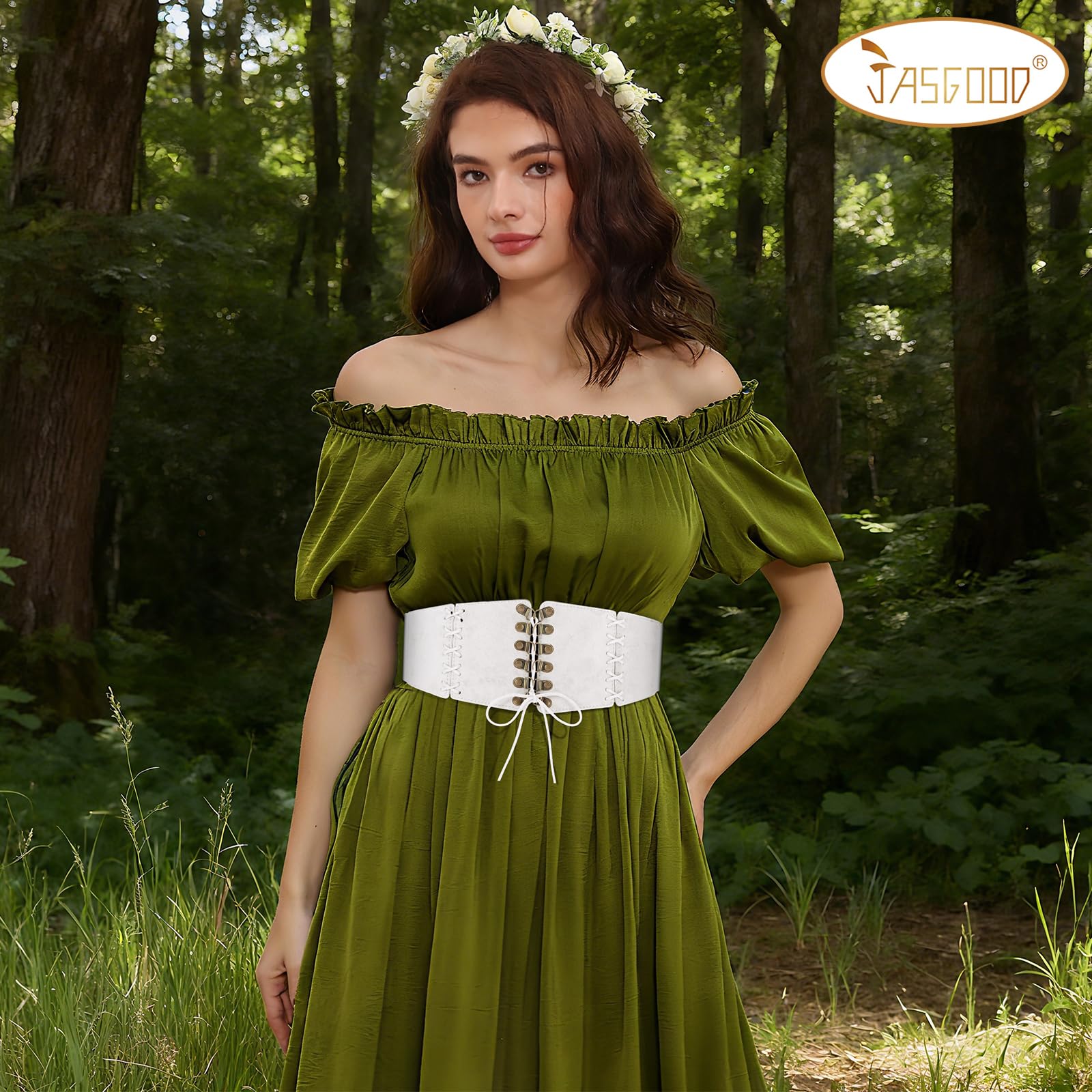 Elastic Lace-up Waspie Corset for Halloween Costume