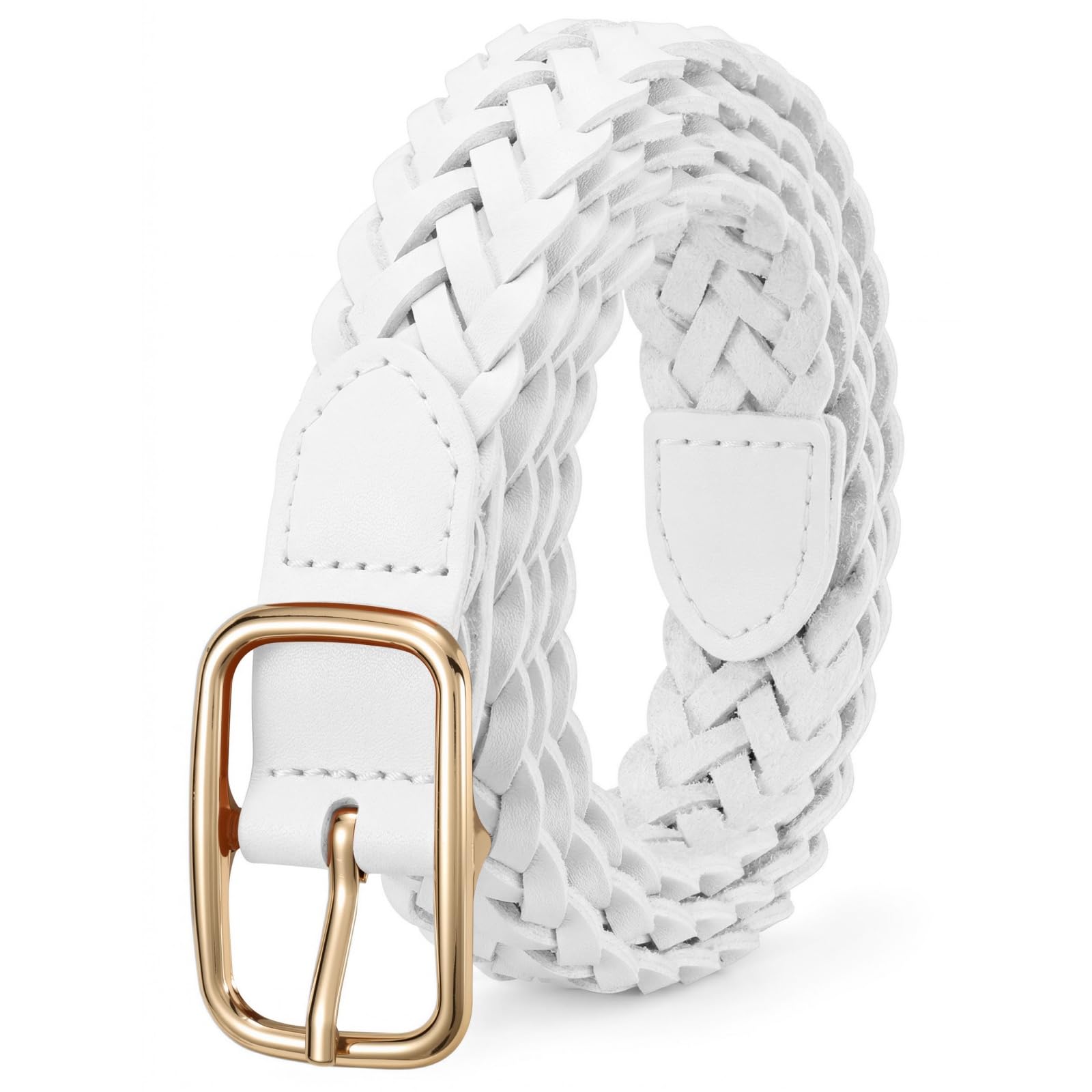 No-Hole Braided Leather Belts Plus Size