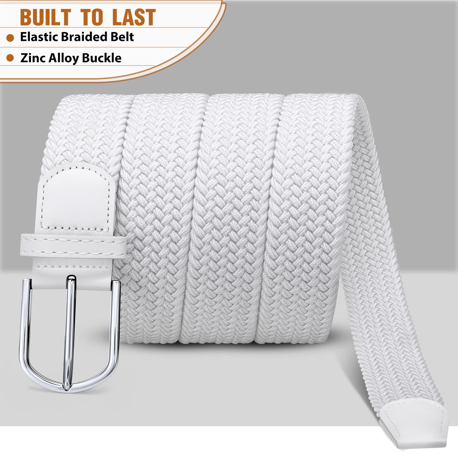 Braided Stretch Belt for Men Women