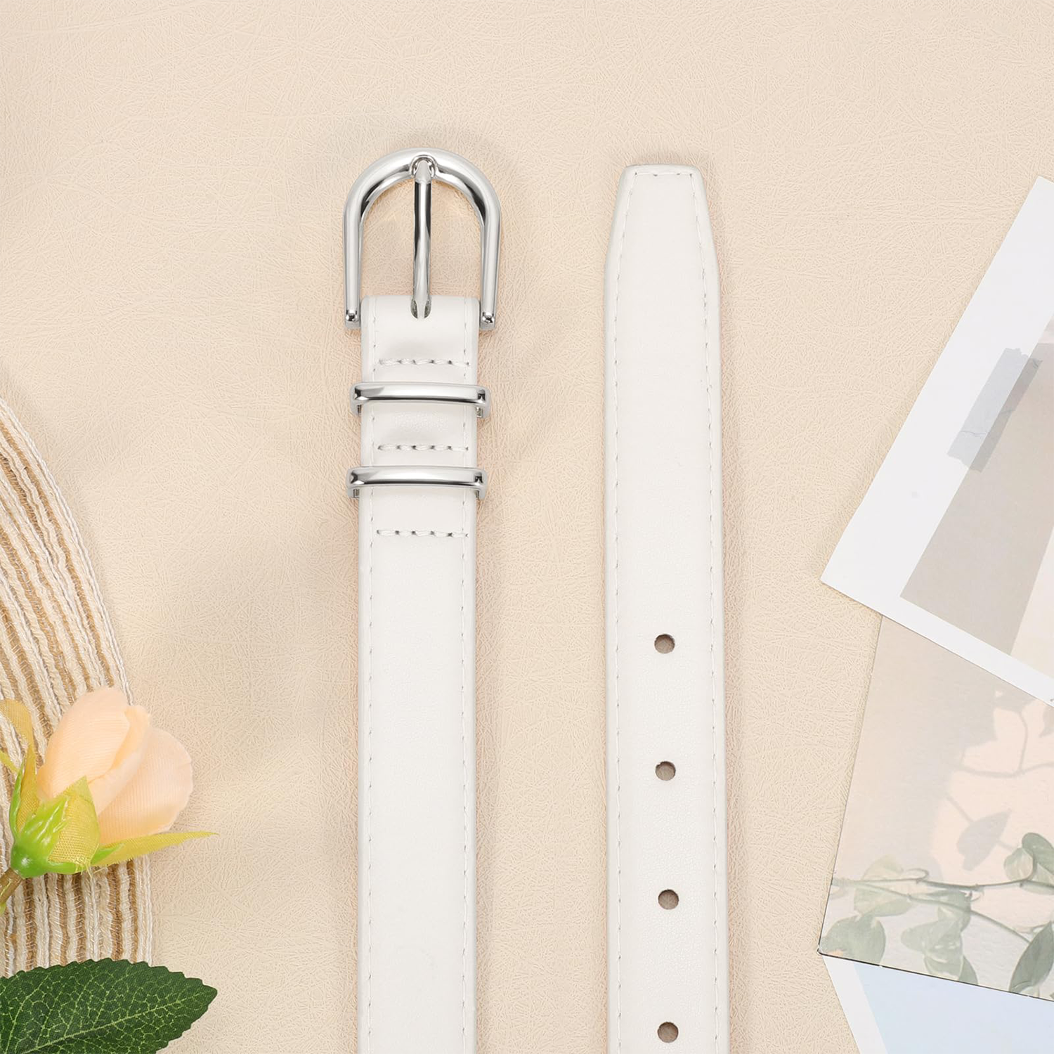 Women Skinny Vegan Leather Belt for Jeans