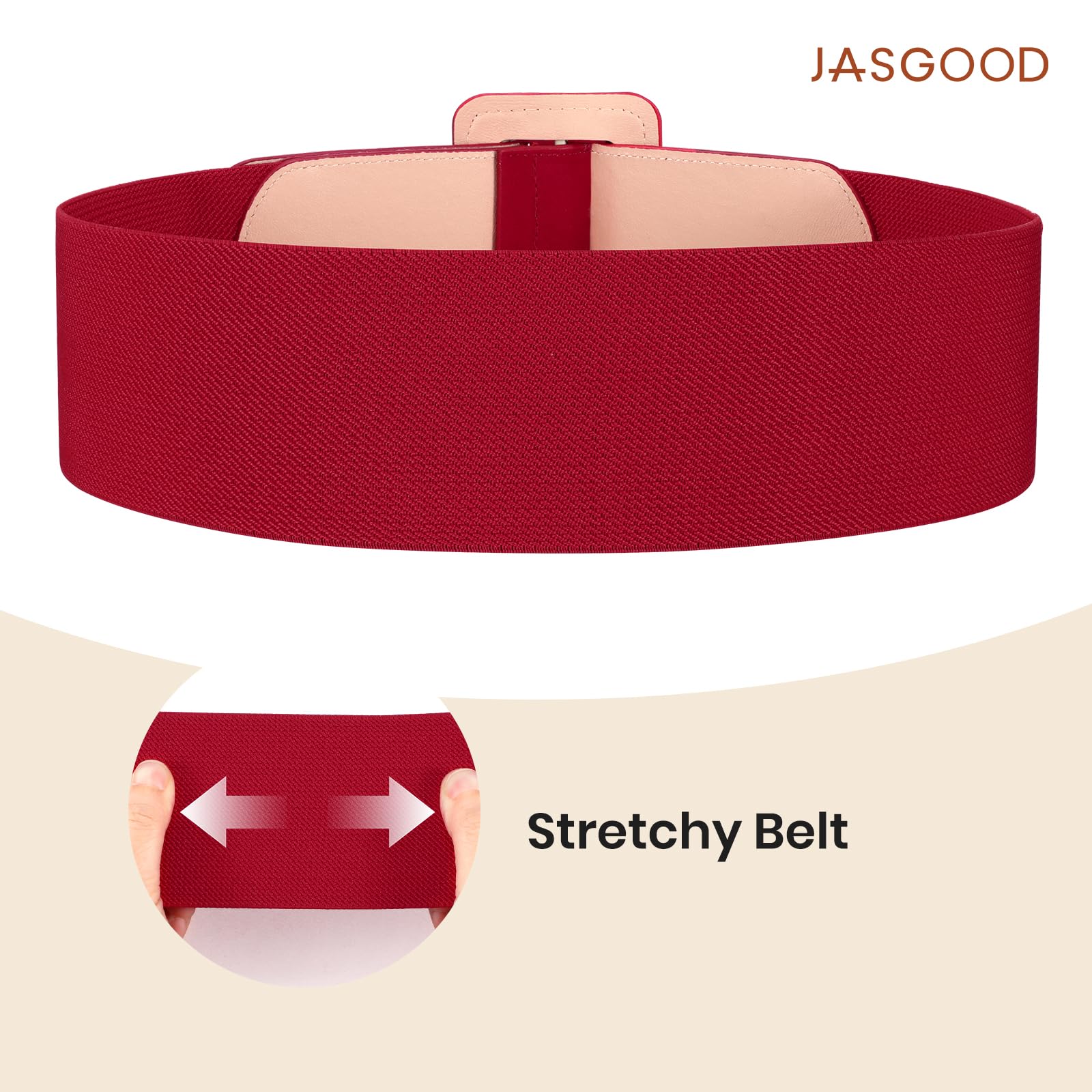 Elastic Suede Wide Belt with Vintage Chunky Square Buckle