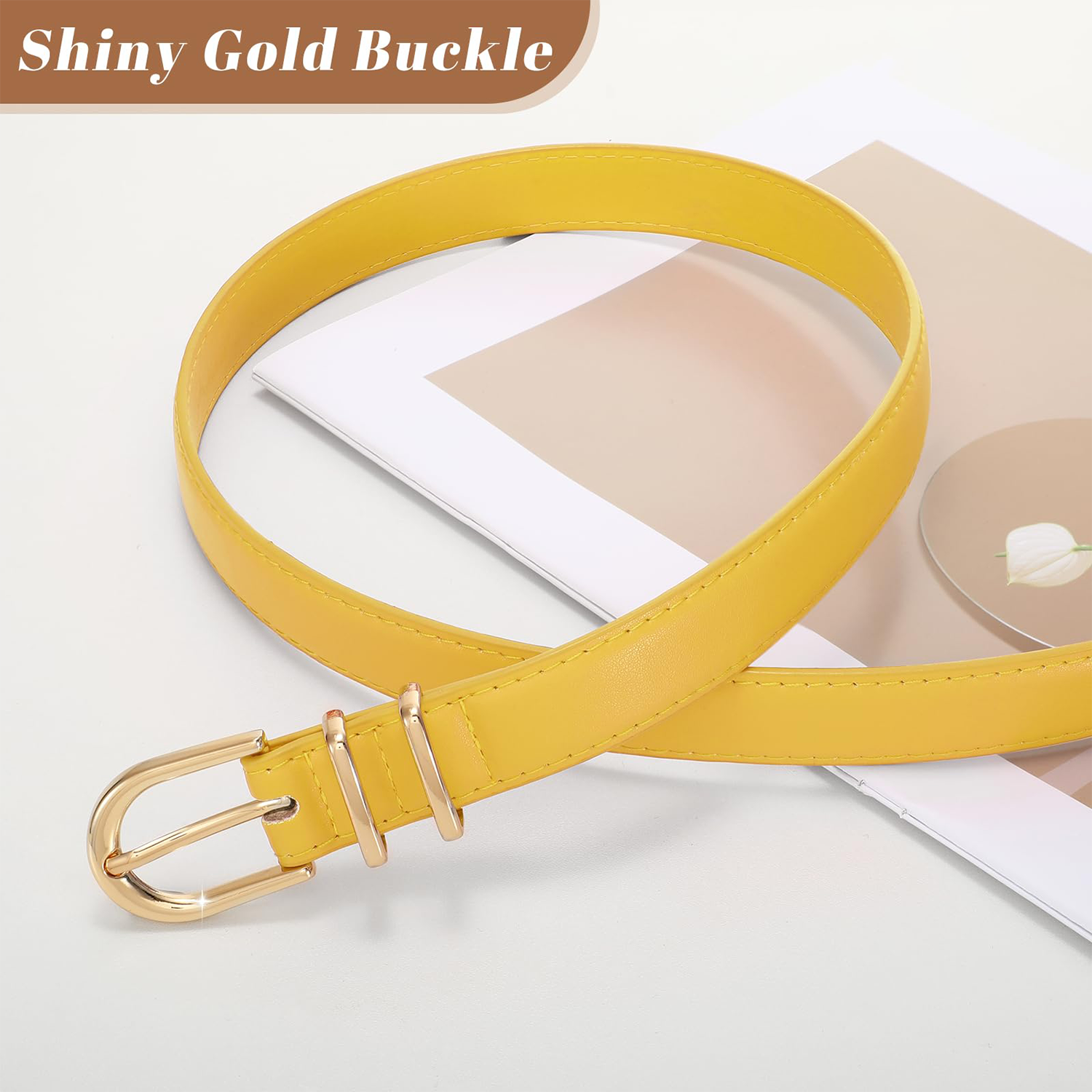 Women Skinny Vegan Leather Belt for Jeans