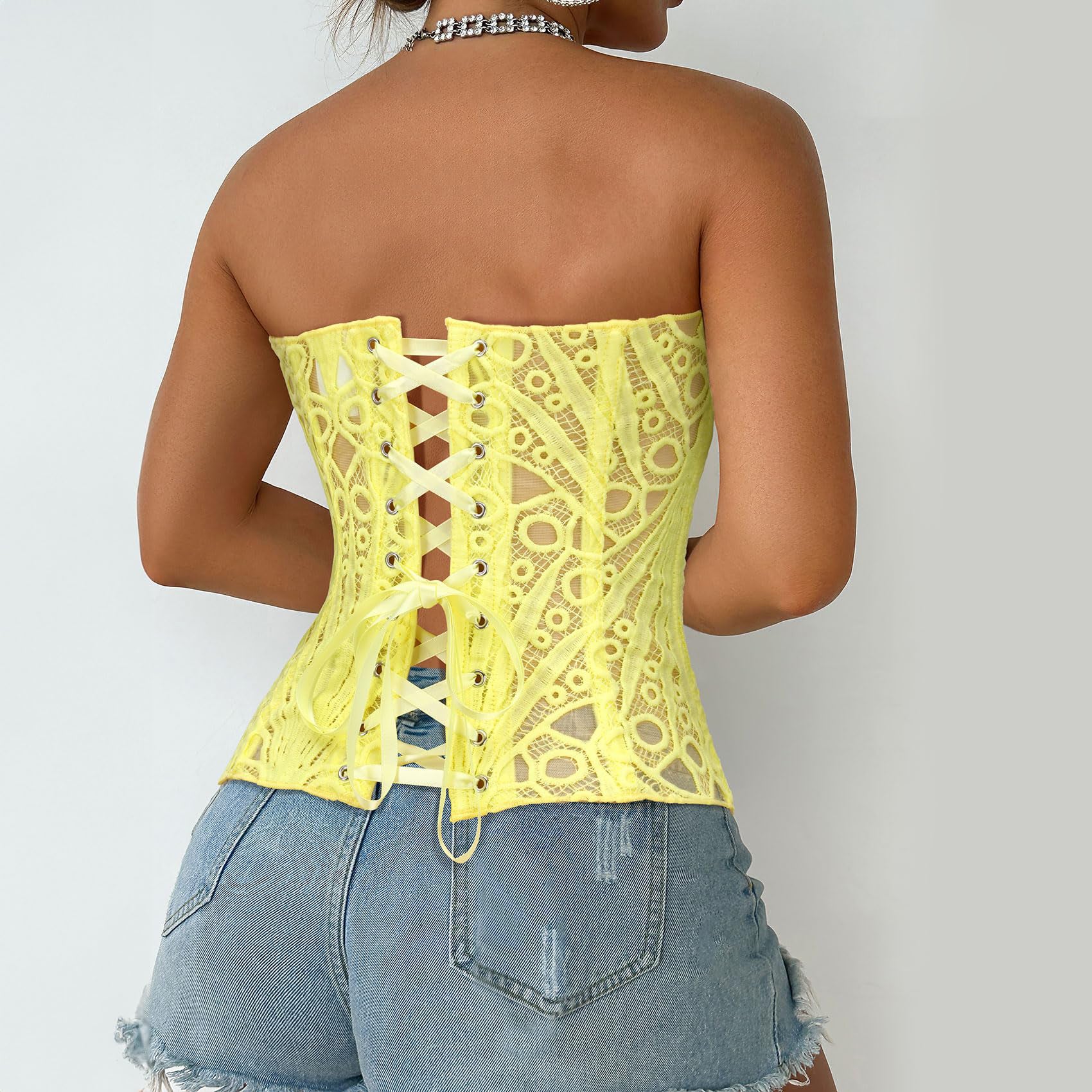 Lace Up Corset Bustier Top