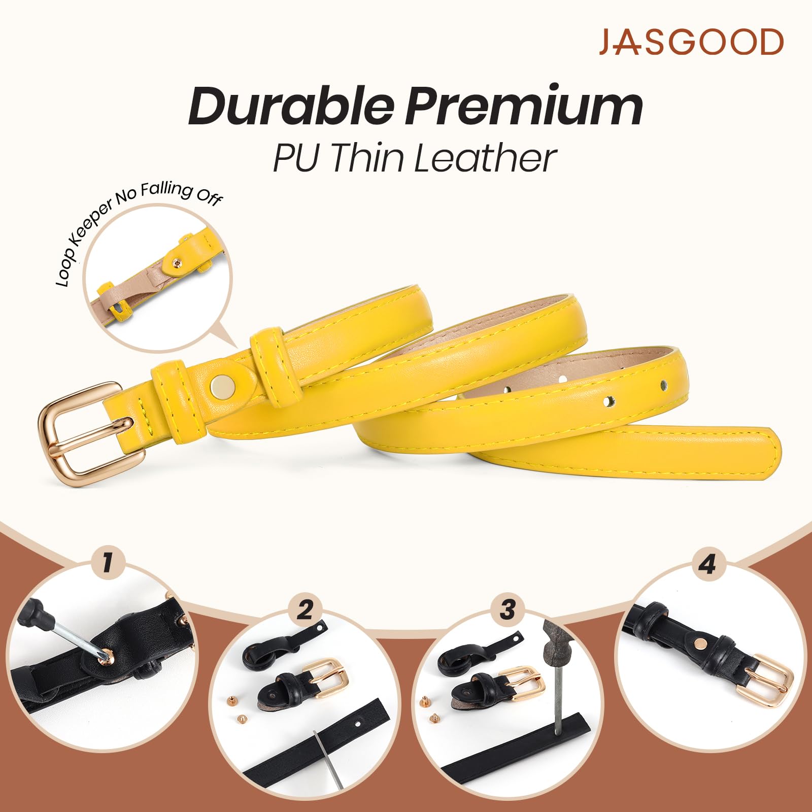 21 Colors Ladies Belt with Gold Buckle