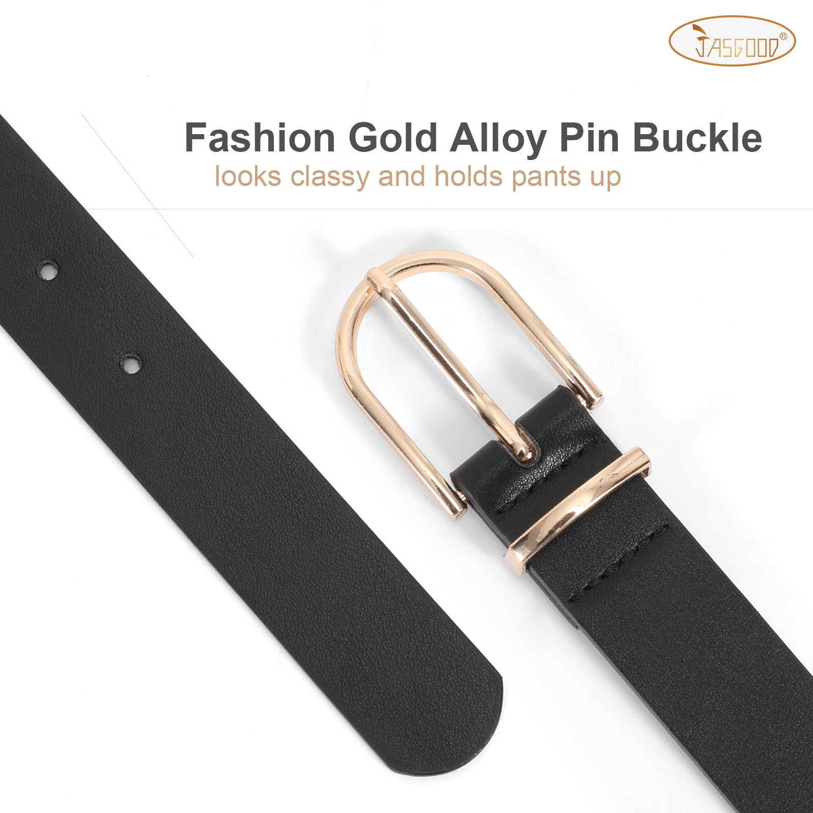 JASGOOD 3 Pack Women’s Leather Belts for Jeans Pants Fashion Ladies Belt with Gold Buckle - JASGOOD OFFICIAL