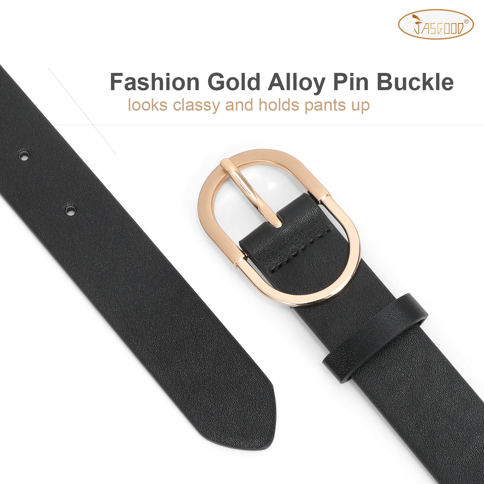 JASGOOD 3 Pack Women’s Leather Belts for Jeans Pants Fashion Ladies Belt with Gold Buckle - JASGOOD OFFICIAL